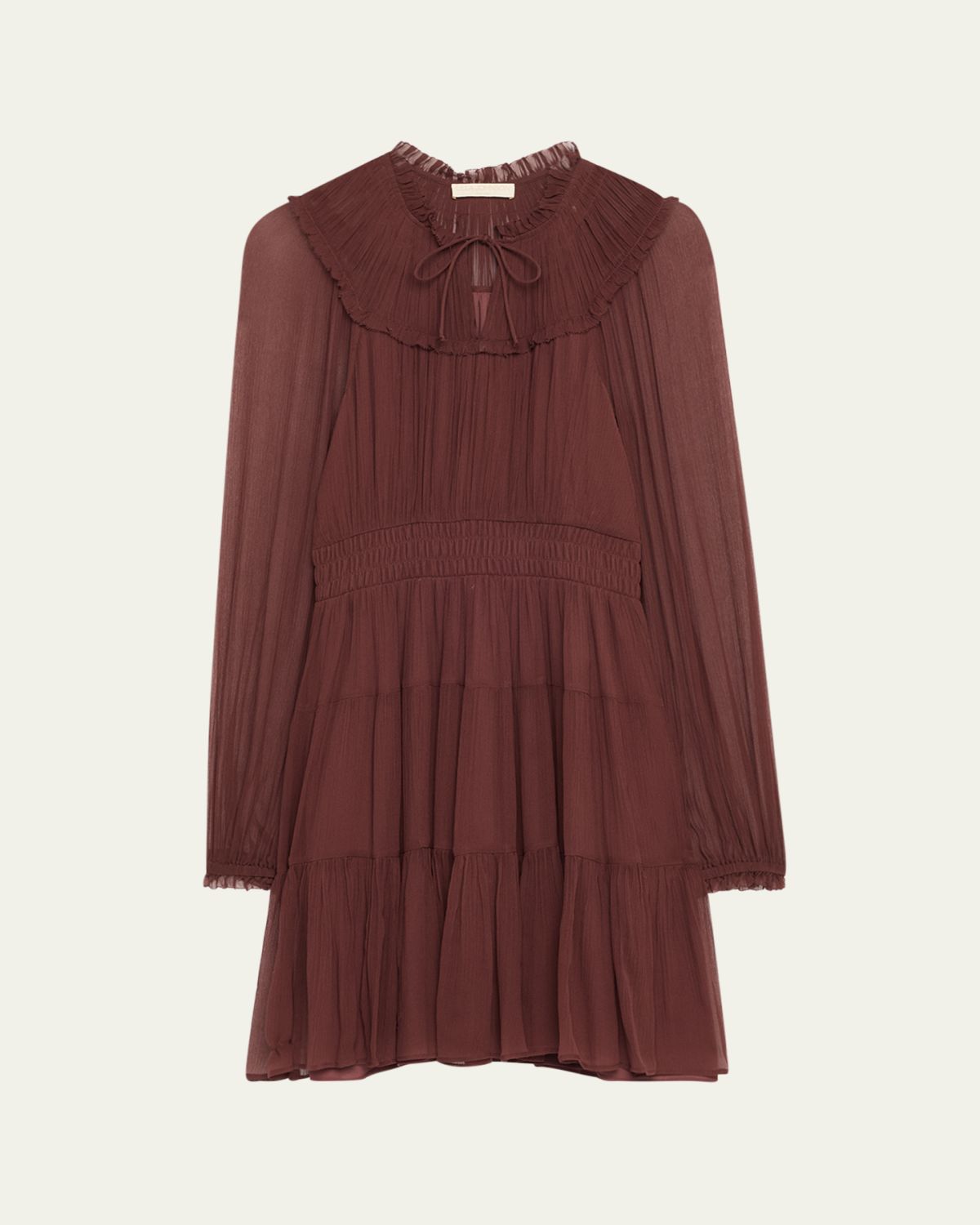 Ulla Johnson Ava Long-Sleeve Tiered Silk Mini Dress - Women's Clothing