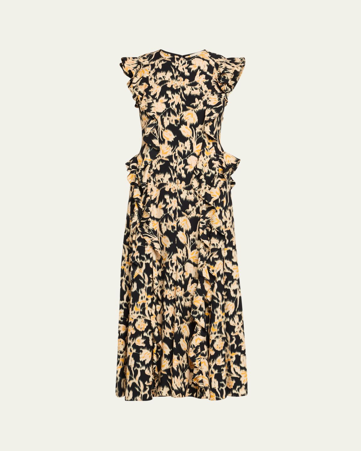 Ulla Johnson Flo Floral Flutter-Sleeve Midi Dress