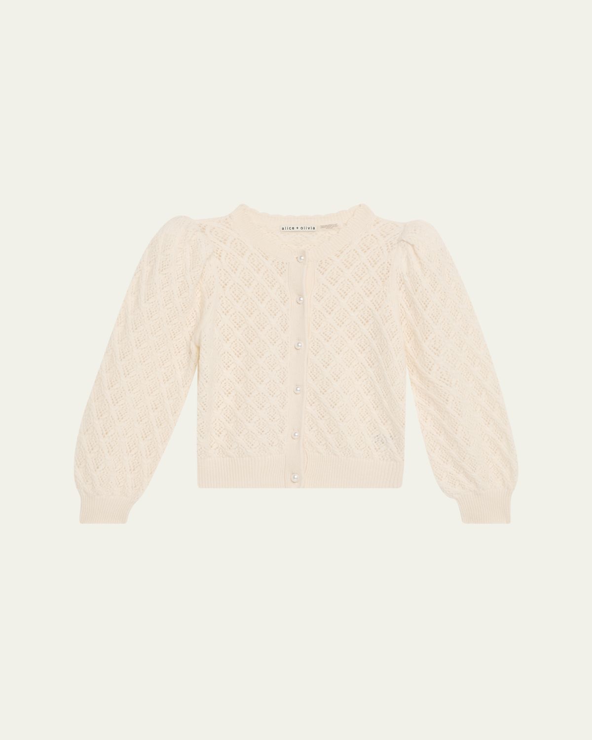 Alice + Olivia Doris Cashmere-Blend Puff-Sleeve Cardigan