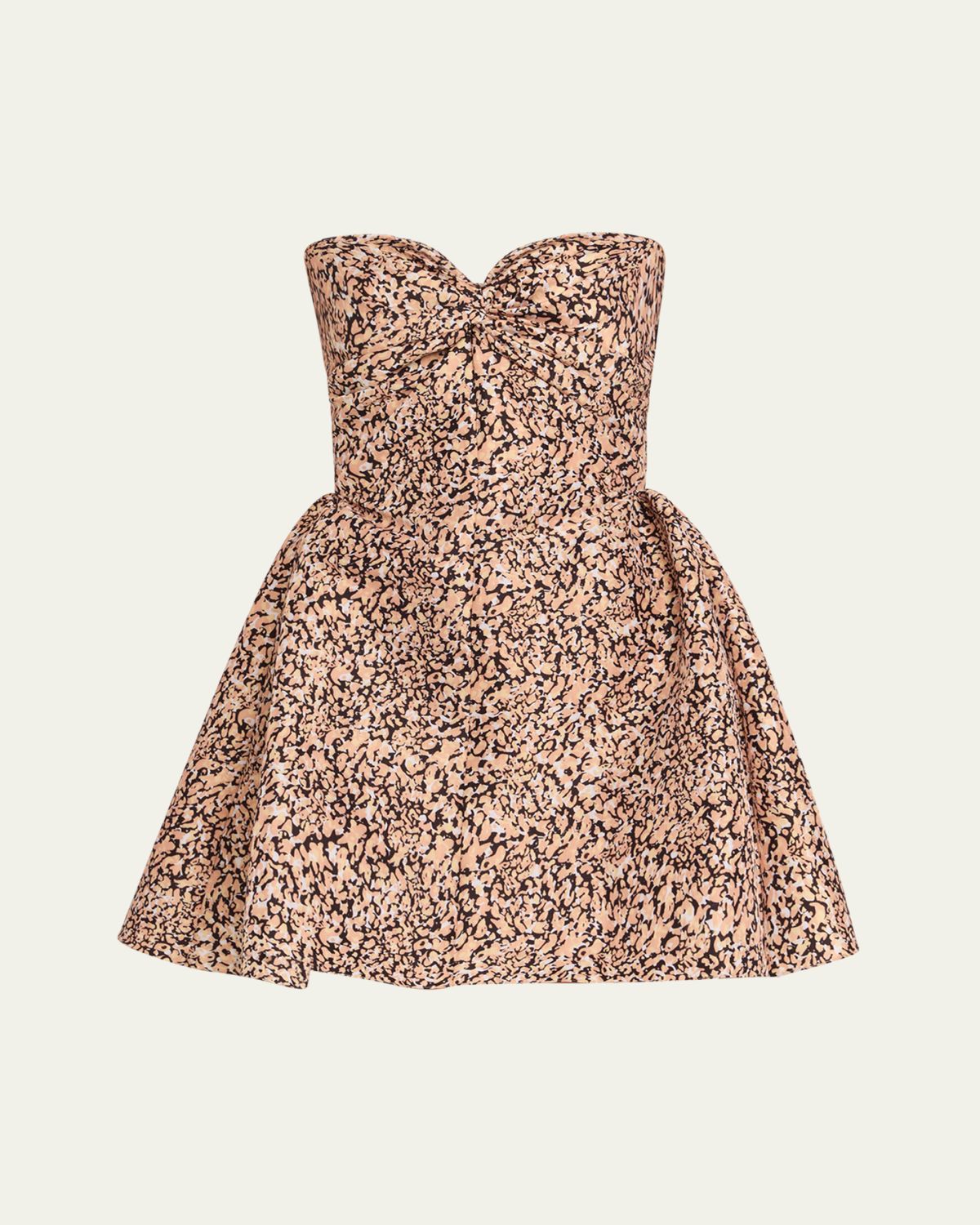 Kika Vargas Rossy Leopard Taffeta Strapless Mini Dress
