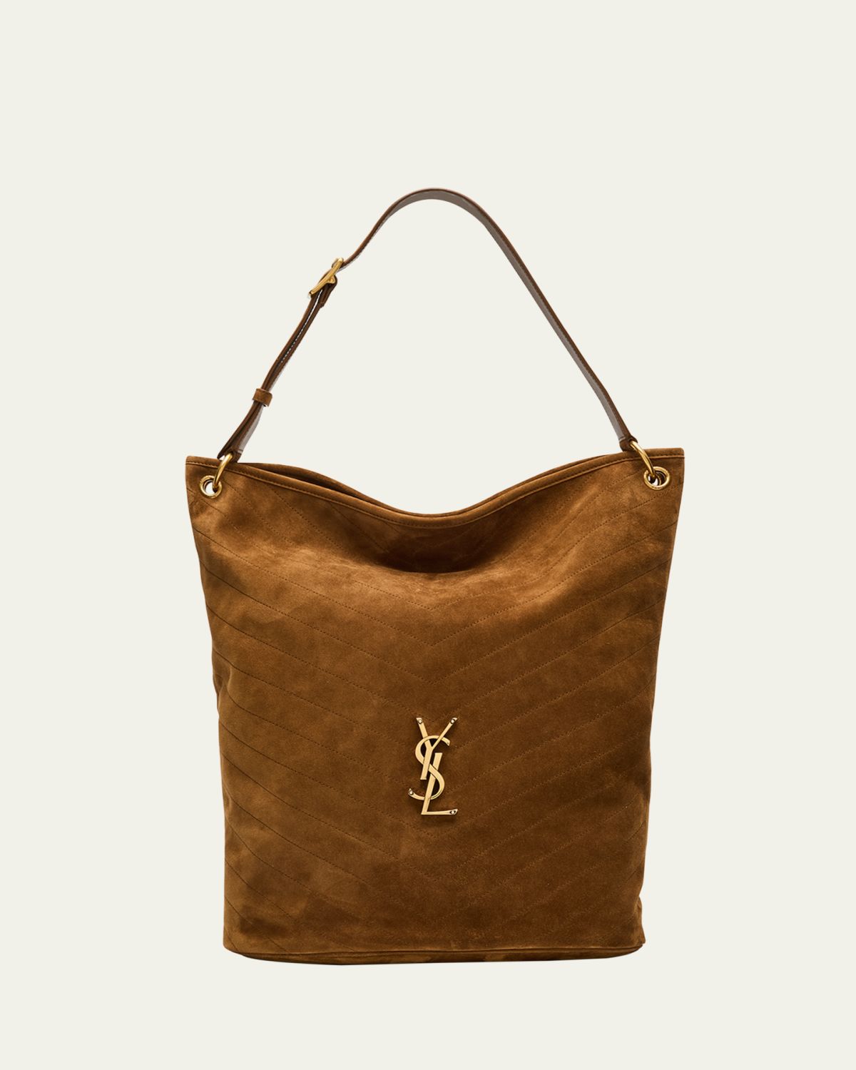 Saint Laurent Niki YSL Bucket Bag in Quilted Suede