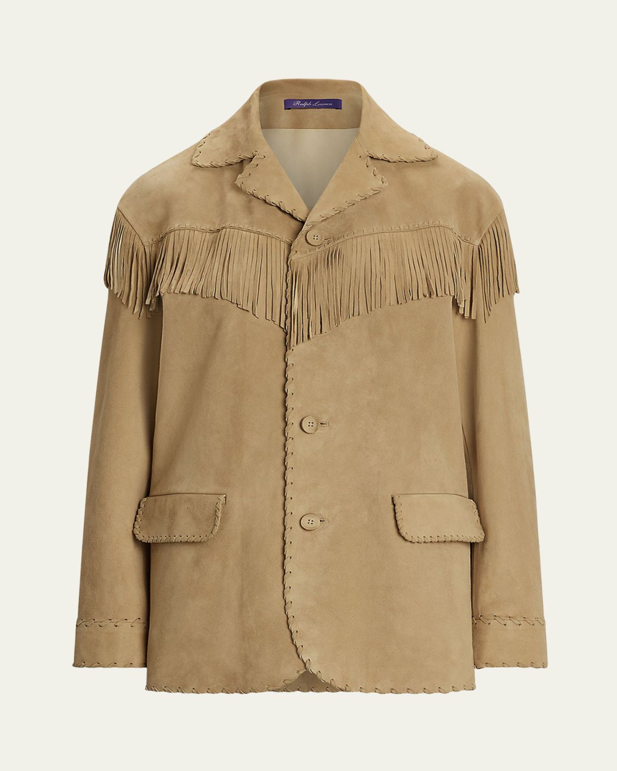 Ralph Lauren Collection Ryland Fringe-Trim Suede Coat
