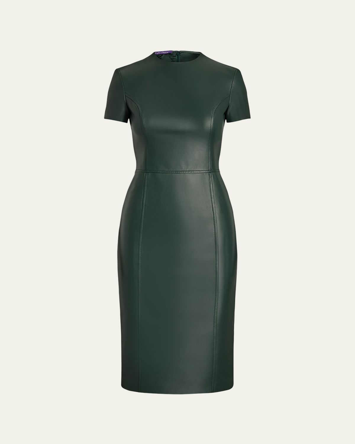 Ralph Lauren Collection Bethanne Lambskin Leather Short-Sleeve Dress