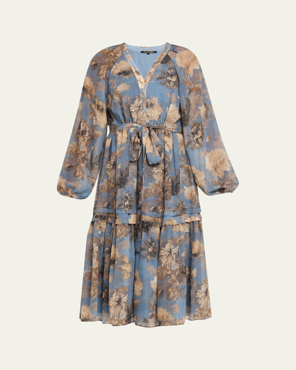 Kobi Halperin Belle Tiered Floral-Print Midi Dress