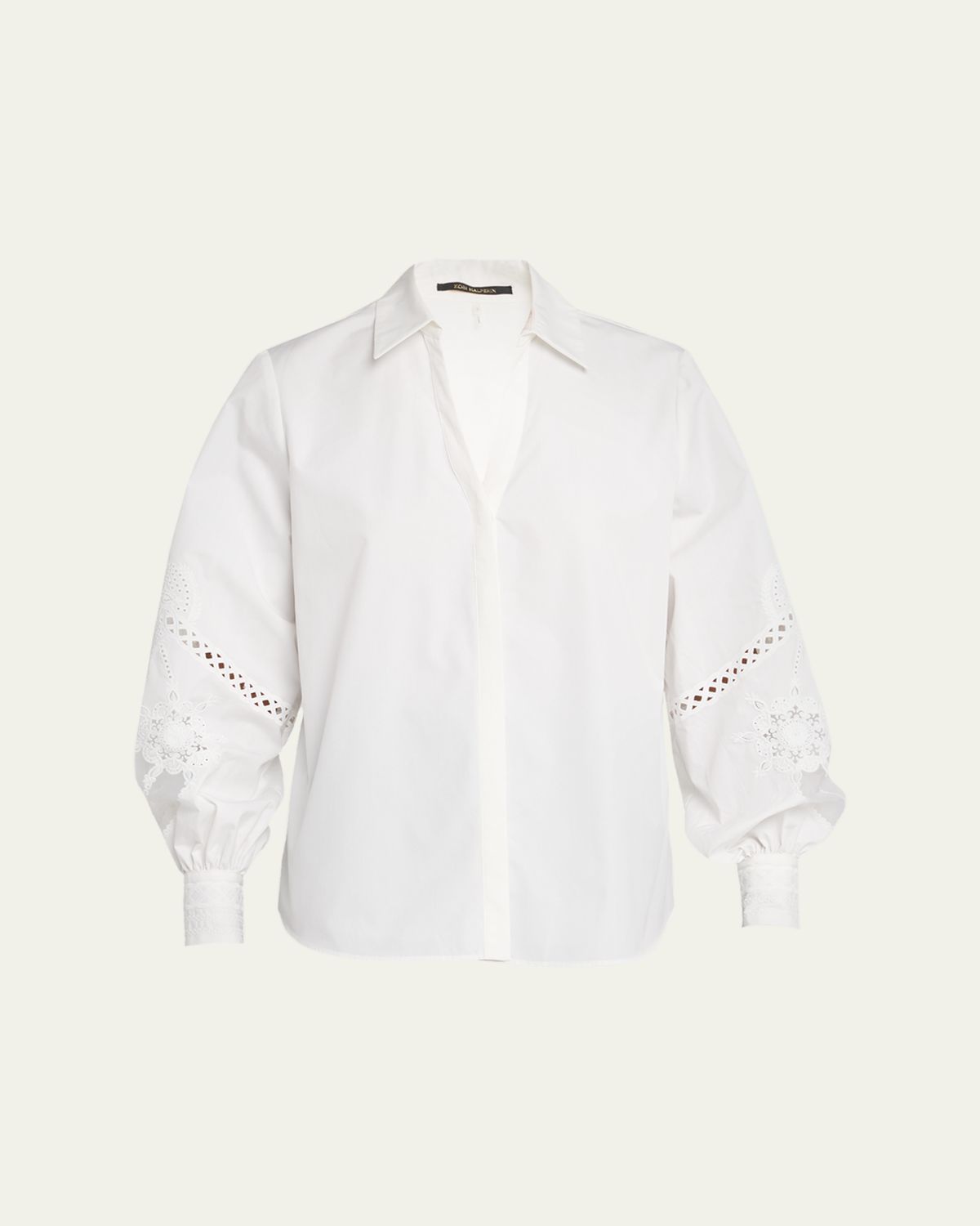 Kobi Halperin Calla Embroidered Blouson-Sleeve Blouse