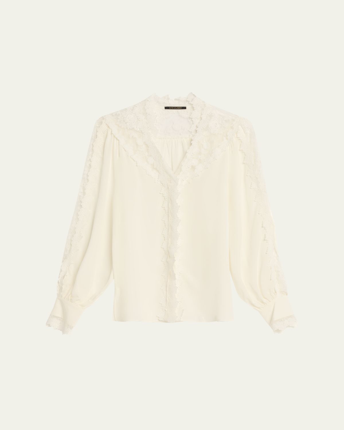 Kobi Halperin Miguel Embroidered Sheer-Inset Silk Blouse
