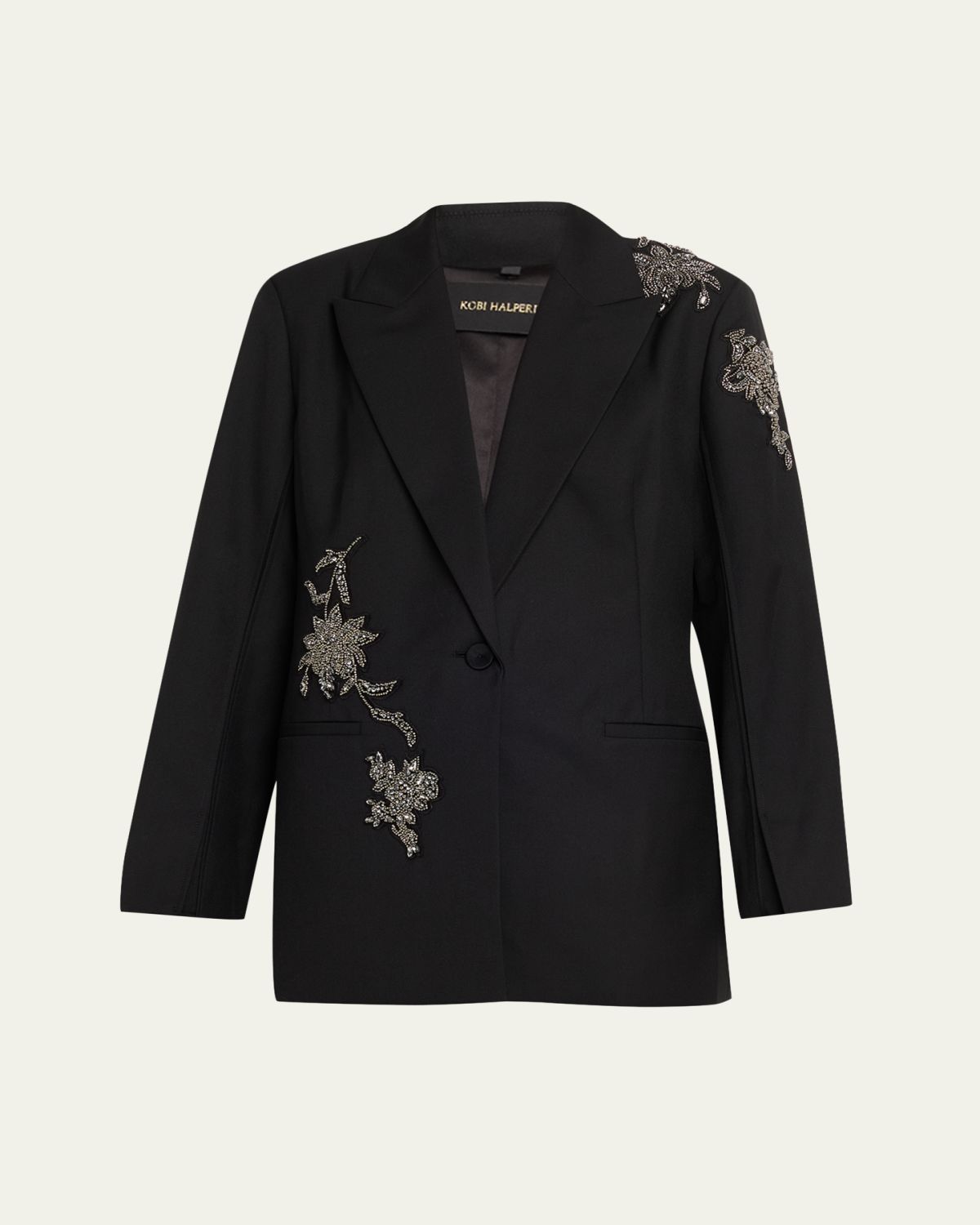 Kobi Halperin Lariz Single-Button Crystal Applique Jacket