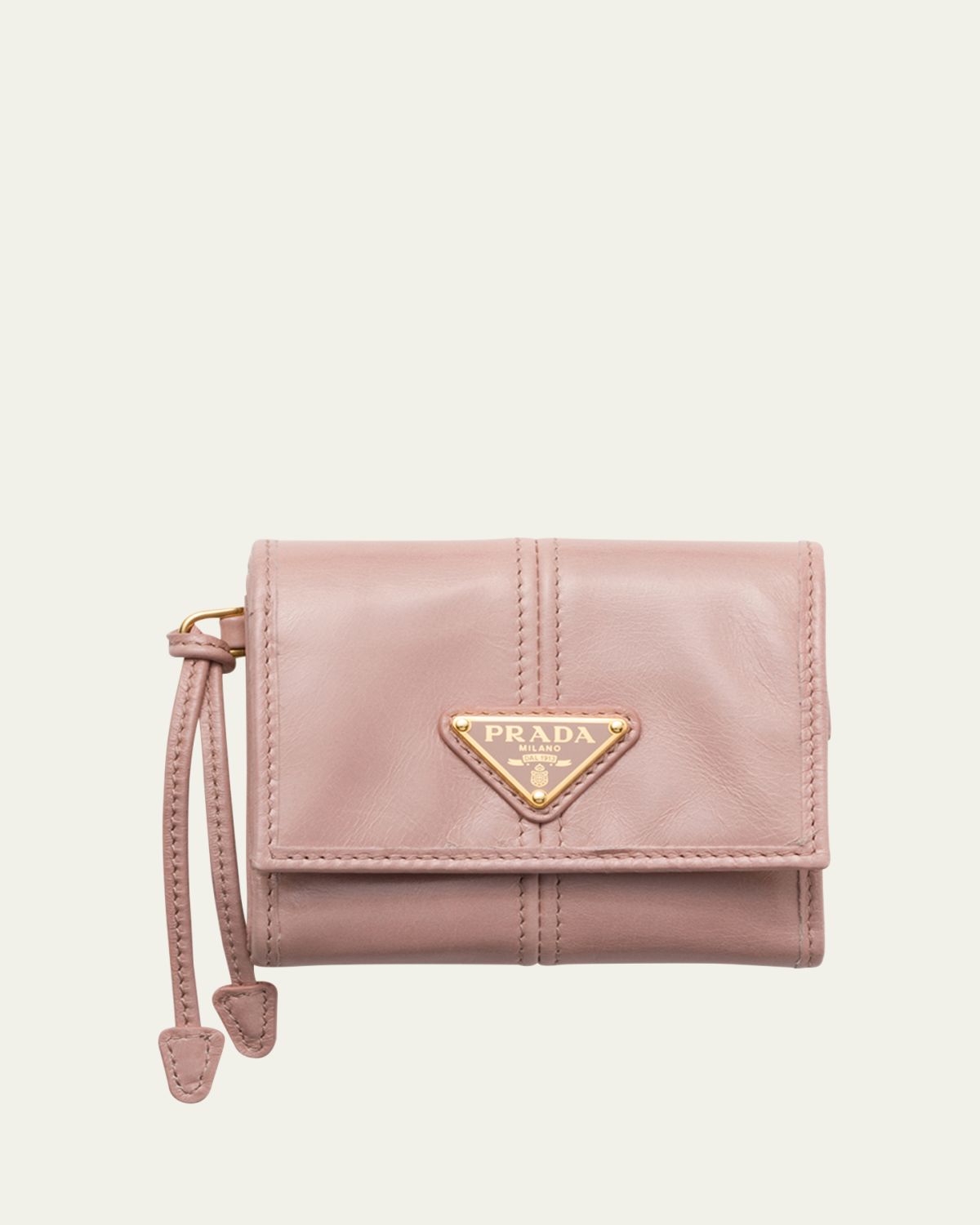 Prada Soft Lux Trifold Leather Wallet