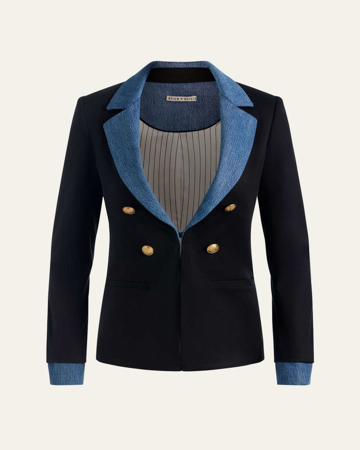 Alice + Olivia Mya Denim-Trim Blazer