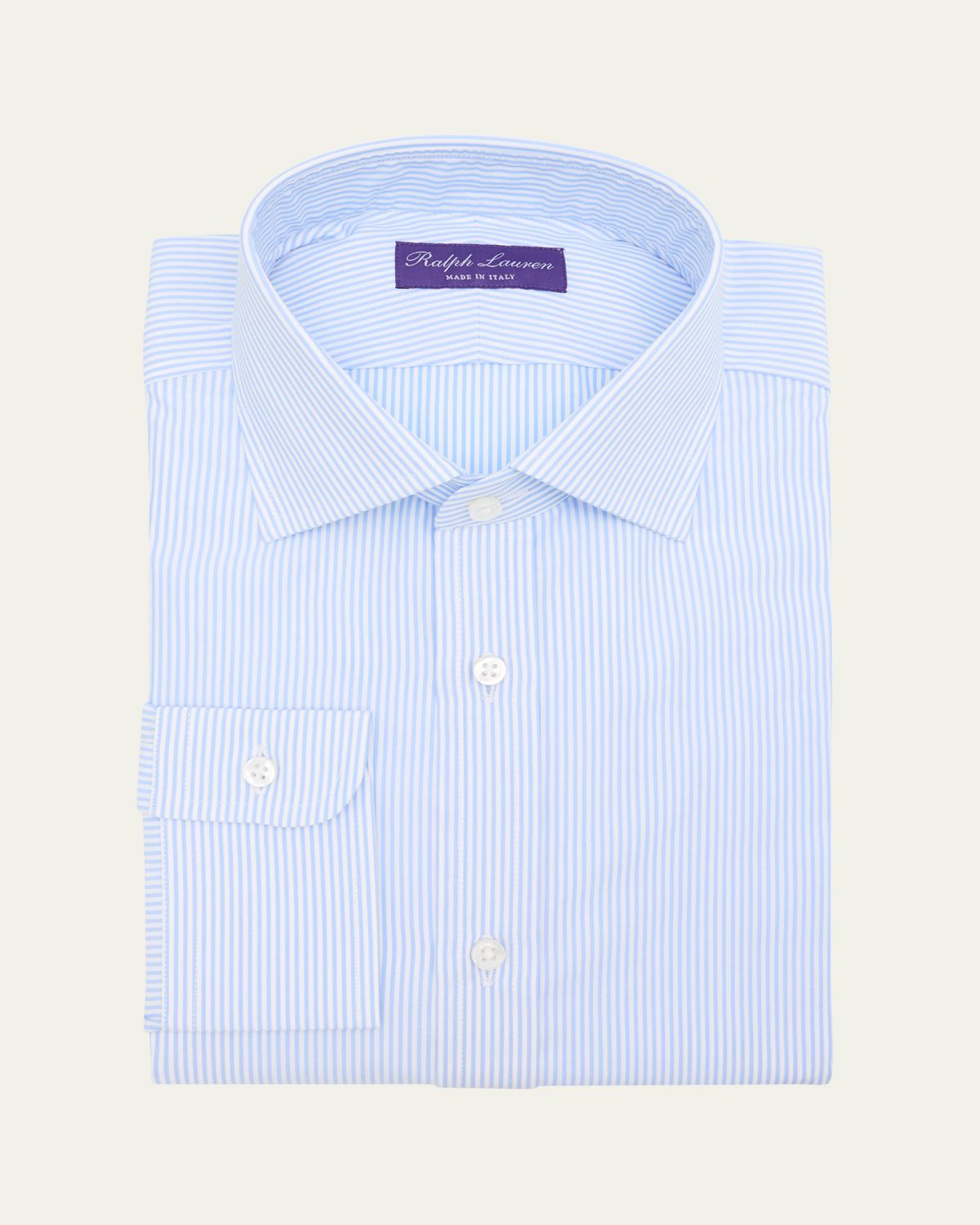 Ralph Lauren Purple Label Men's Cotton Petite Bengal Stripe Dress Shirt