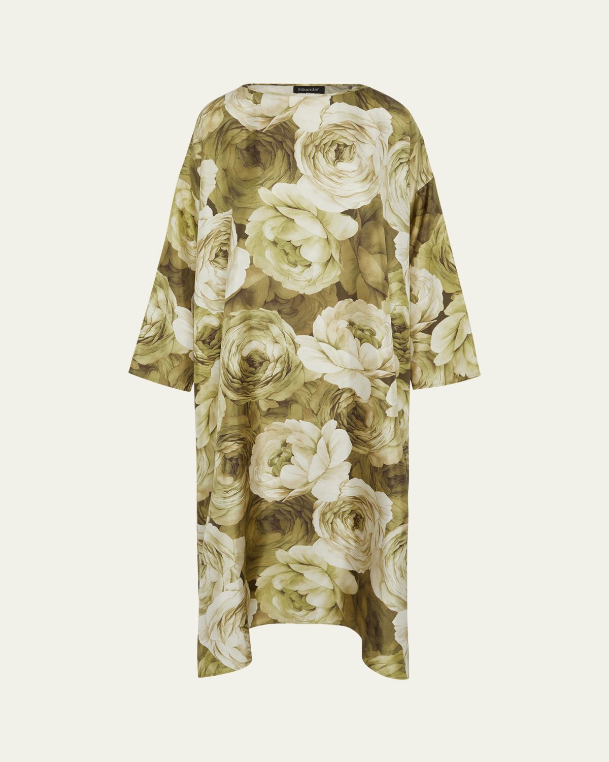 Eskandar Wide A-Line Scoop Neck Midi Dress