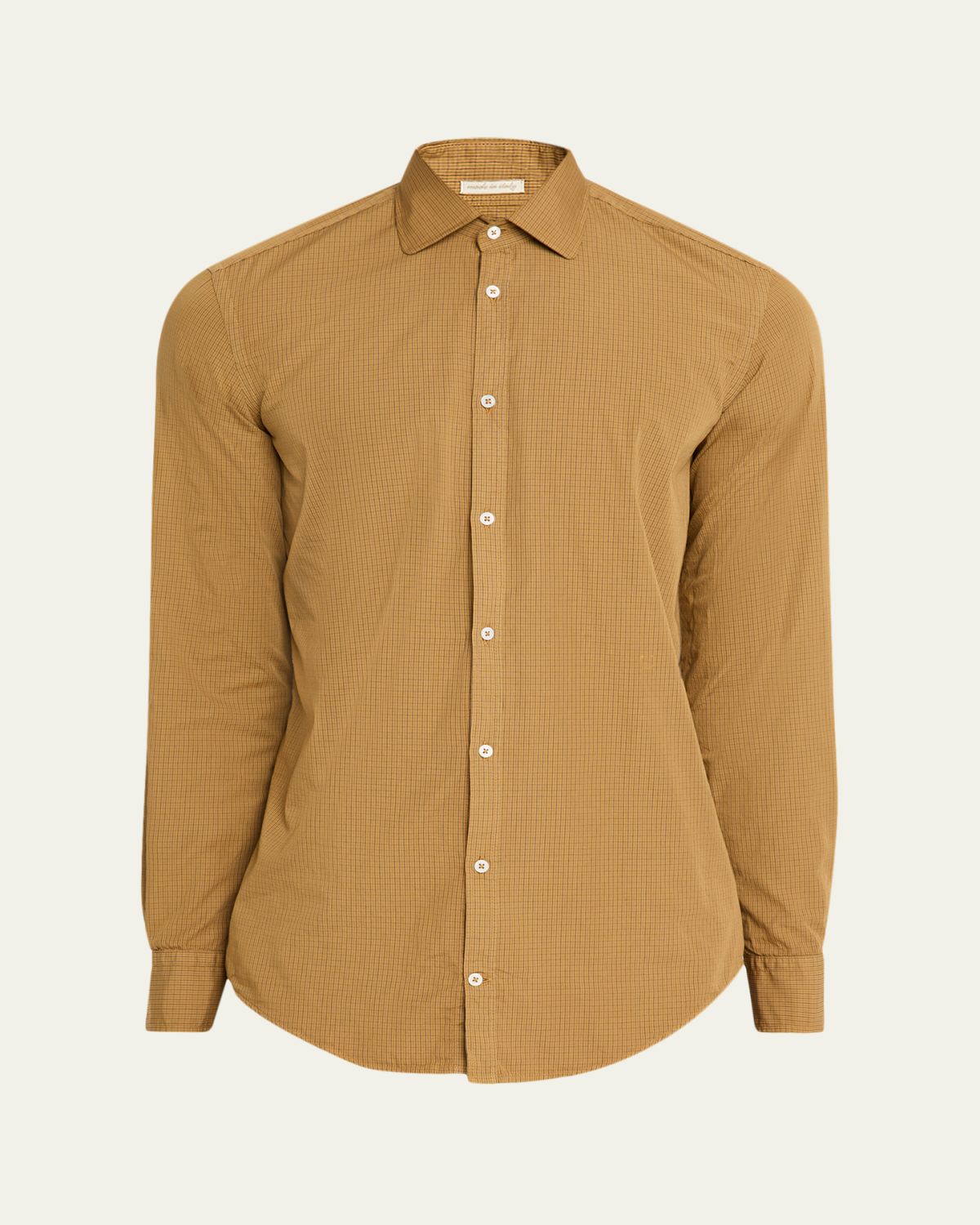 Massimo Alba Men's Canary Micro-Check Button-Down Shirt