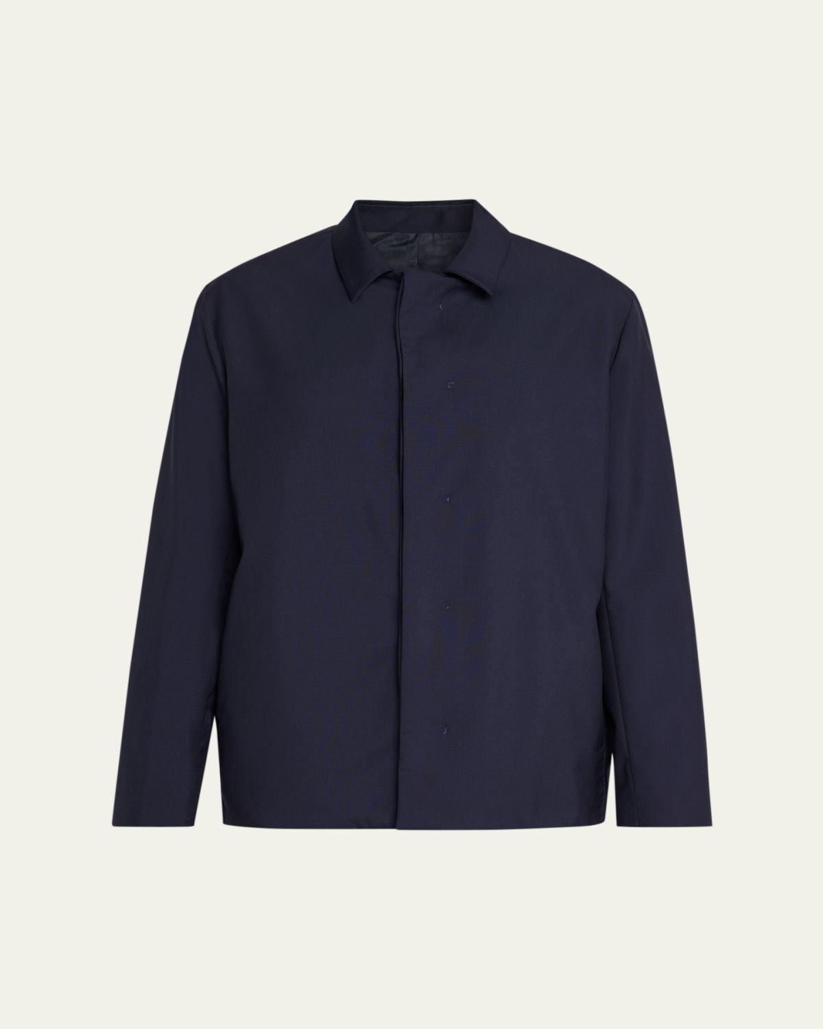 KNT Men's Wool Hidden Button-Front Bomber Jacket