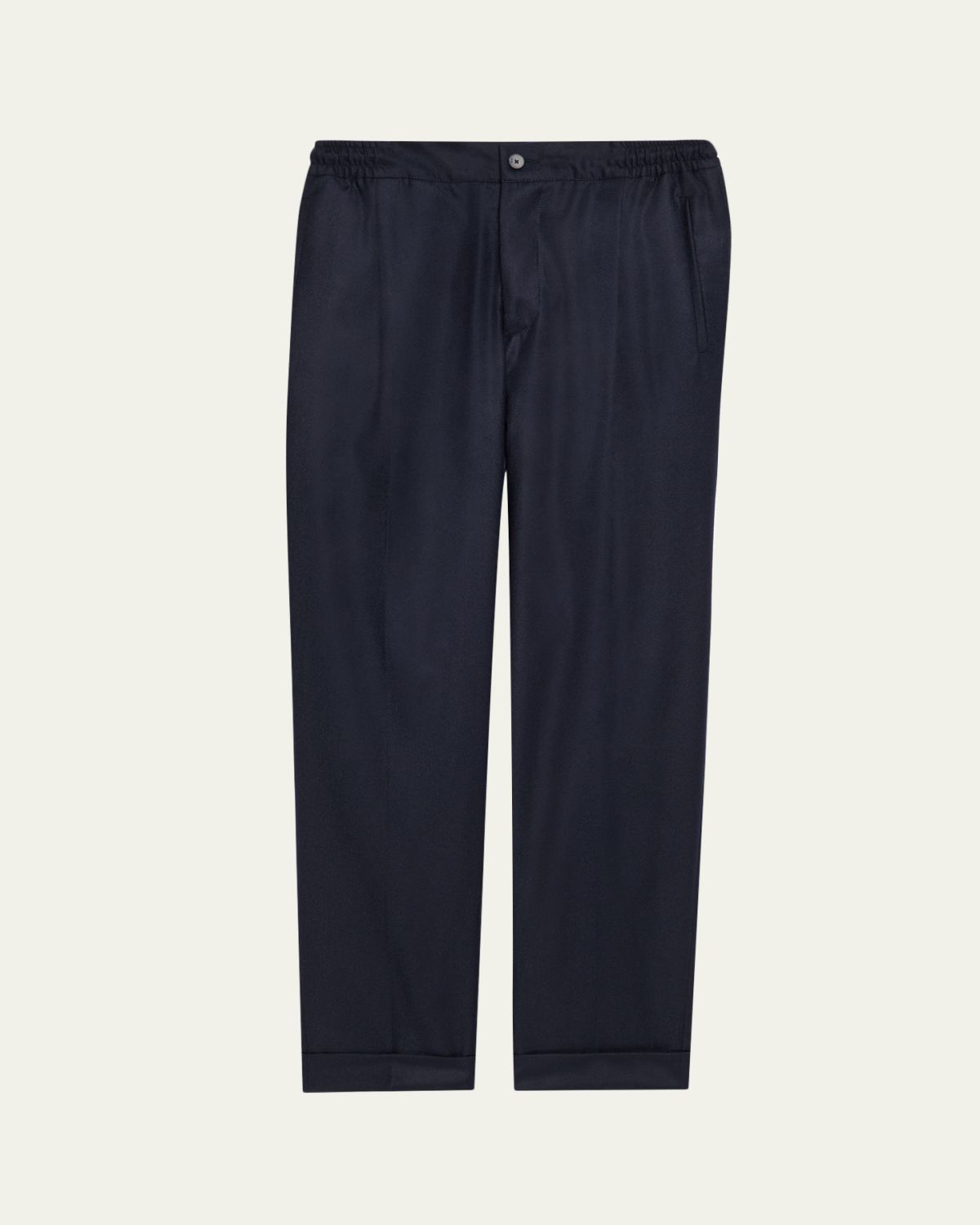 KNT Men's Wool Stretch Pleated Drawstring Trousers