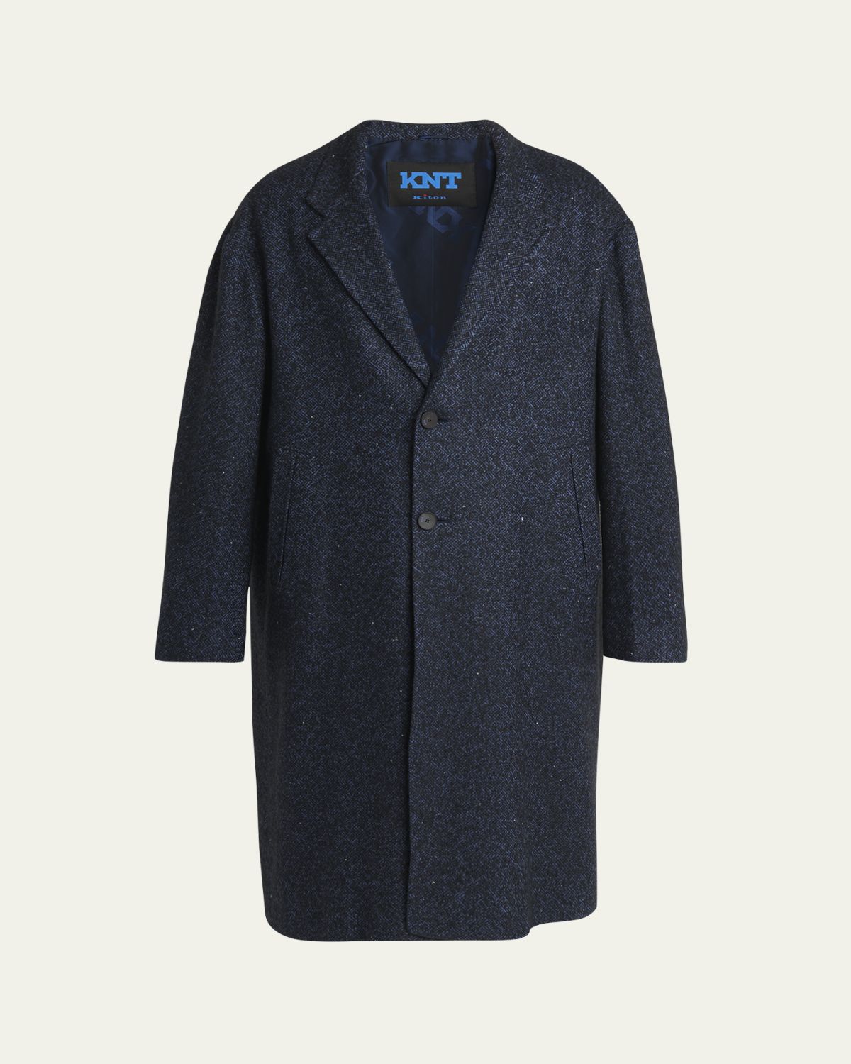 KNT Men's Cashmere Blend Dark Blue Overcoat