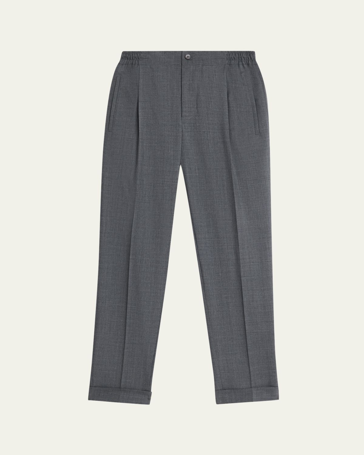 KNT Men's Wool Sharkskin Stretch Pleated Trousers