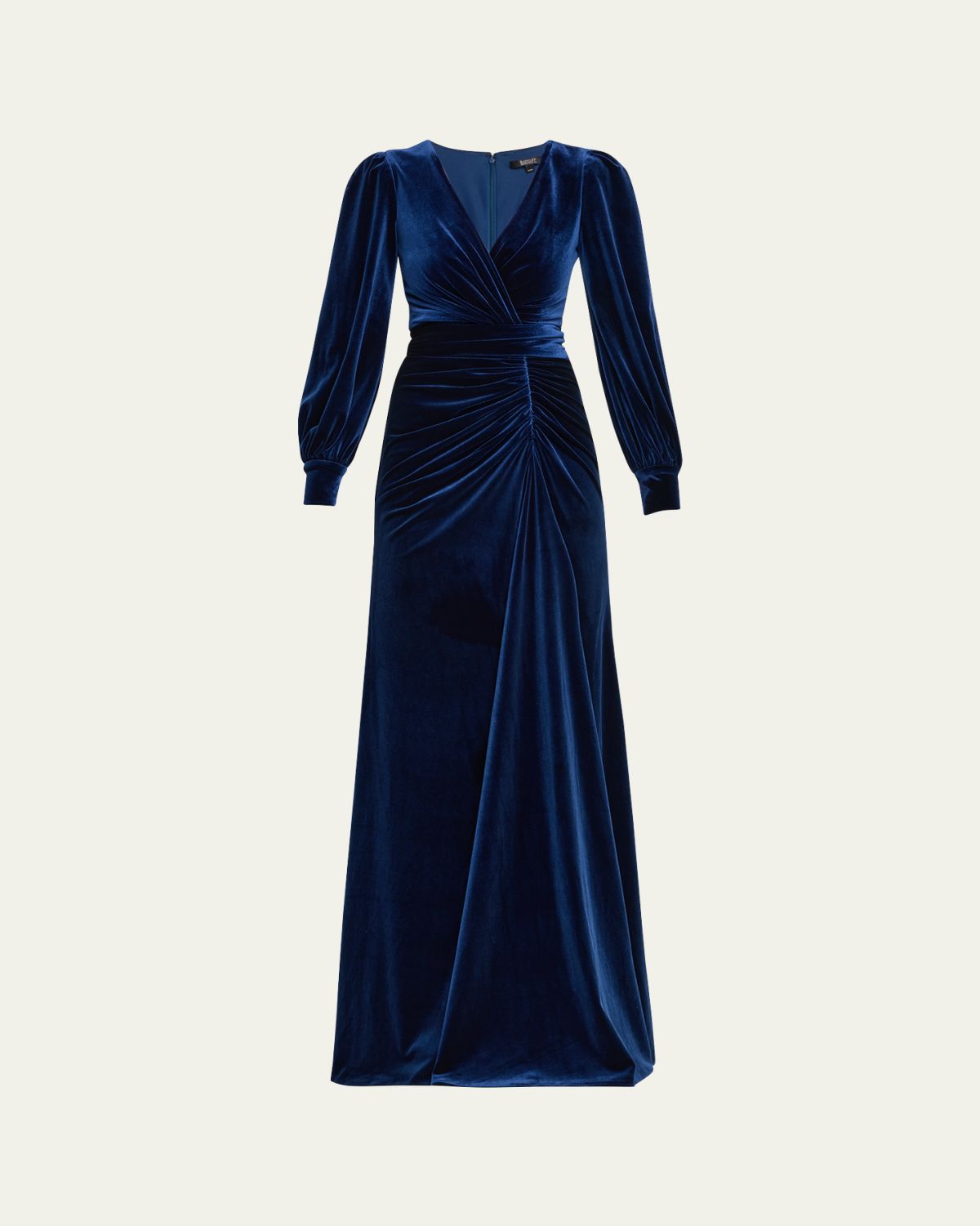 Badgley Mischka Pleated A-Line Velvet Gown