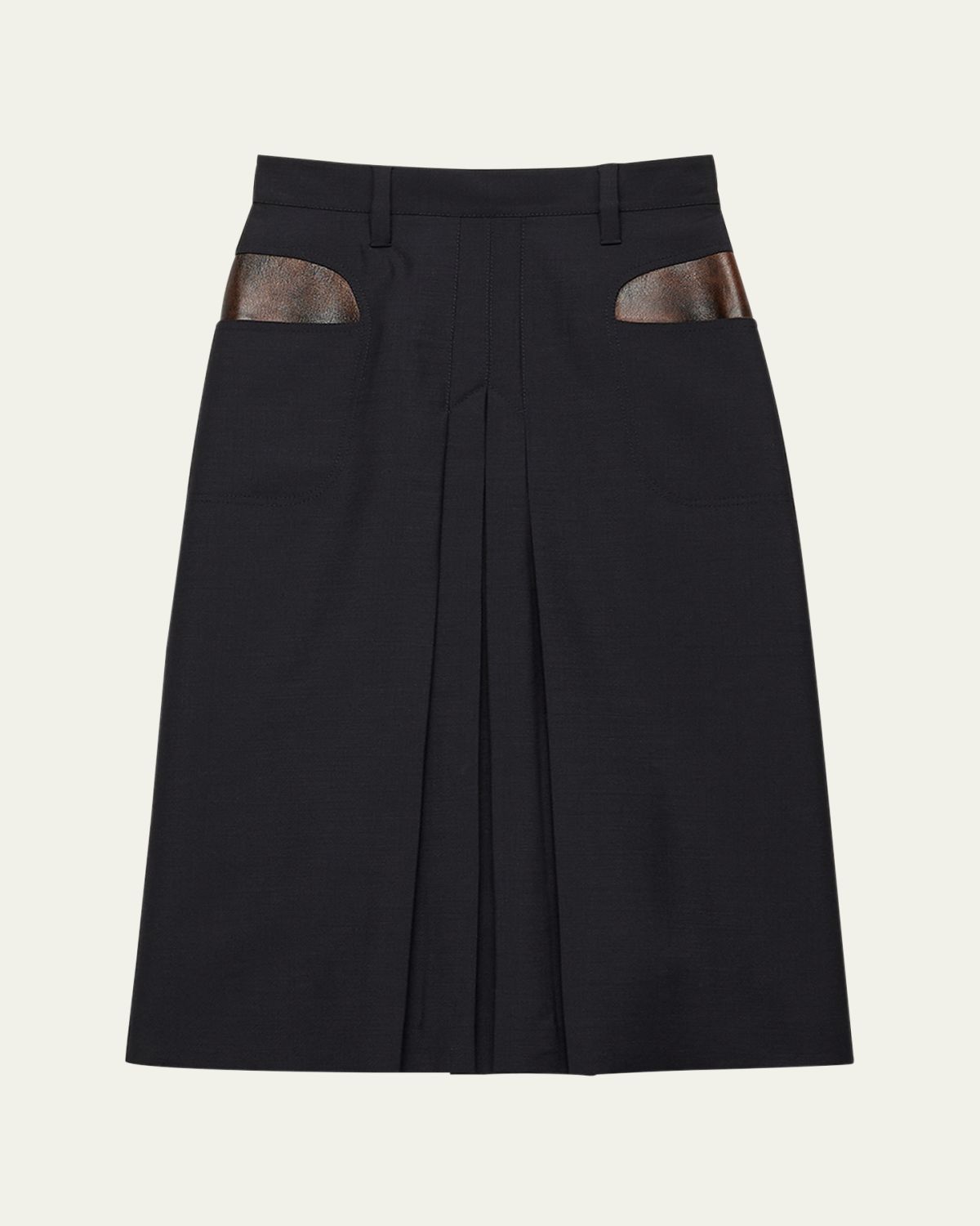 Prada Leather-Pockets Wool Midi Skirt | Thumbnail 5 Prada Leather-Pockets Wool Midi Skirt | Thumbnail 5