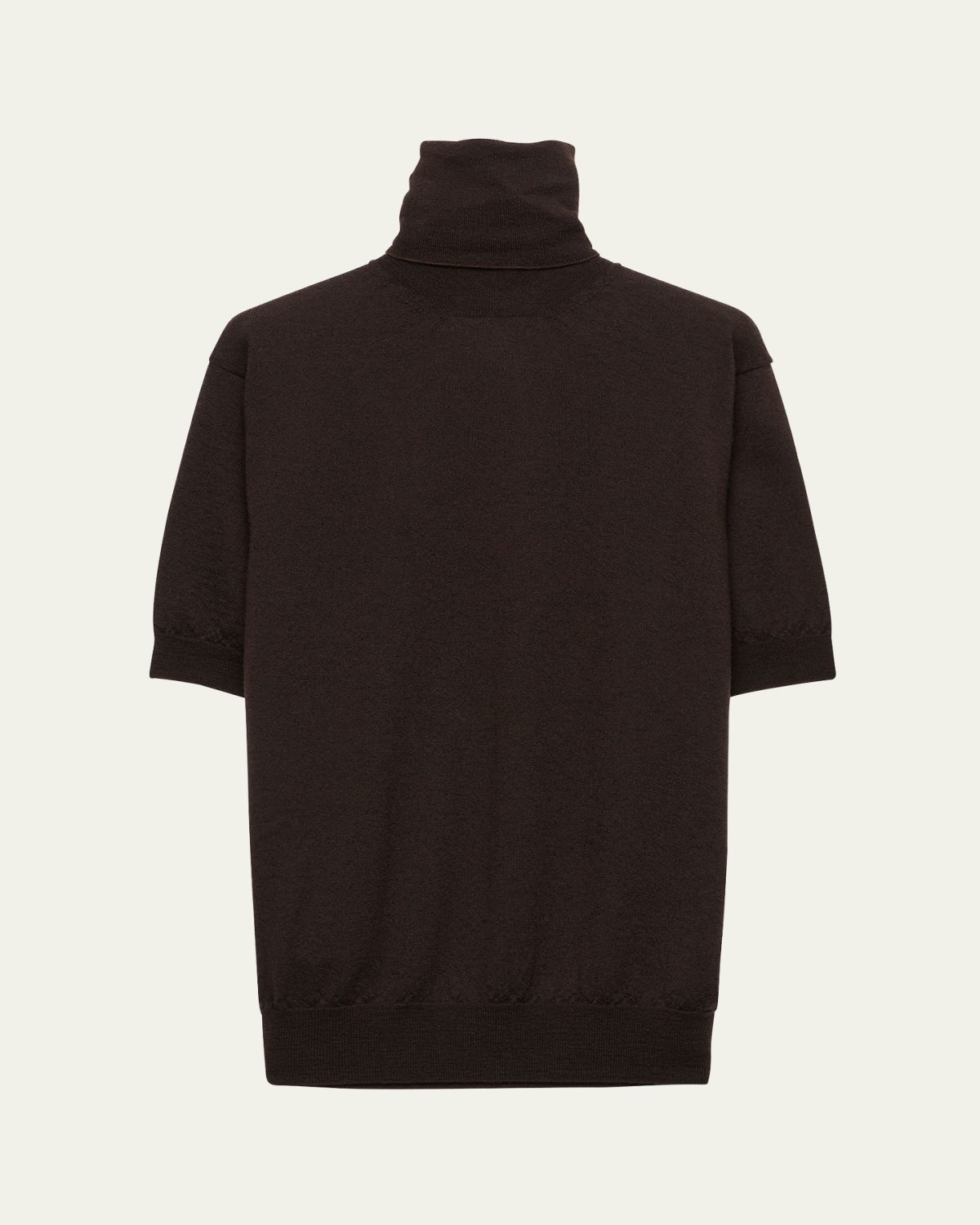 Prada Turtleneck Superfine Cashmere Short-Sleeve Sweater