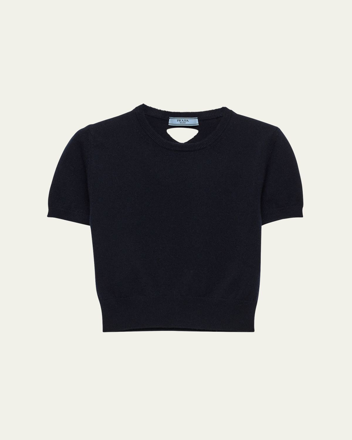 Prada Short-Sleeve Cashmere Crop Sweater