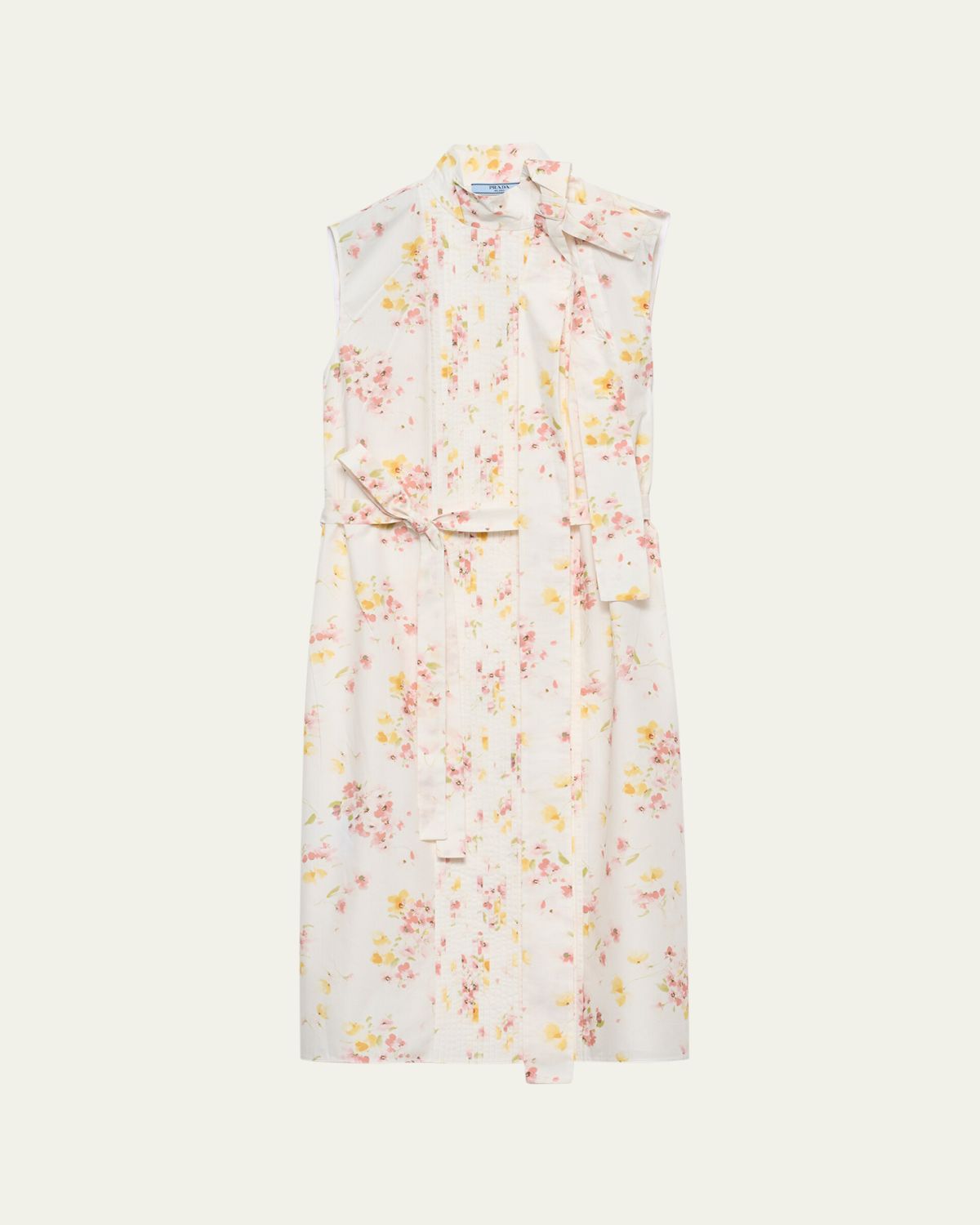Prada Bouquet-Print Sleeveless Poplin Dress