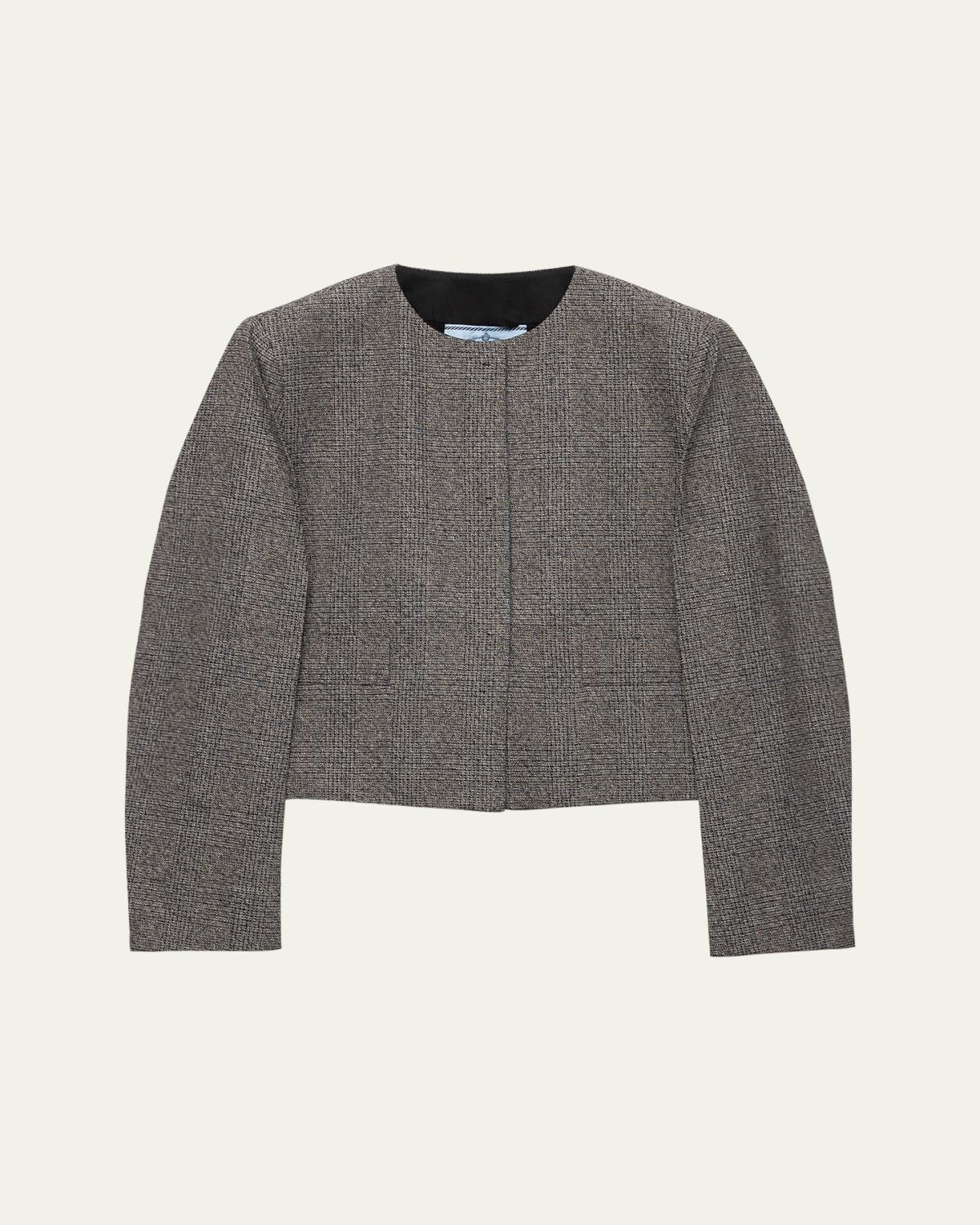 Prada Prince Of Wales Mouline Boxy Crop Jacket | Thumbnail 5 Prada Prince Of Wales Mouline Boxy Crop Jacket | Thumbnail 5