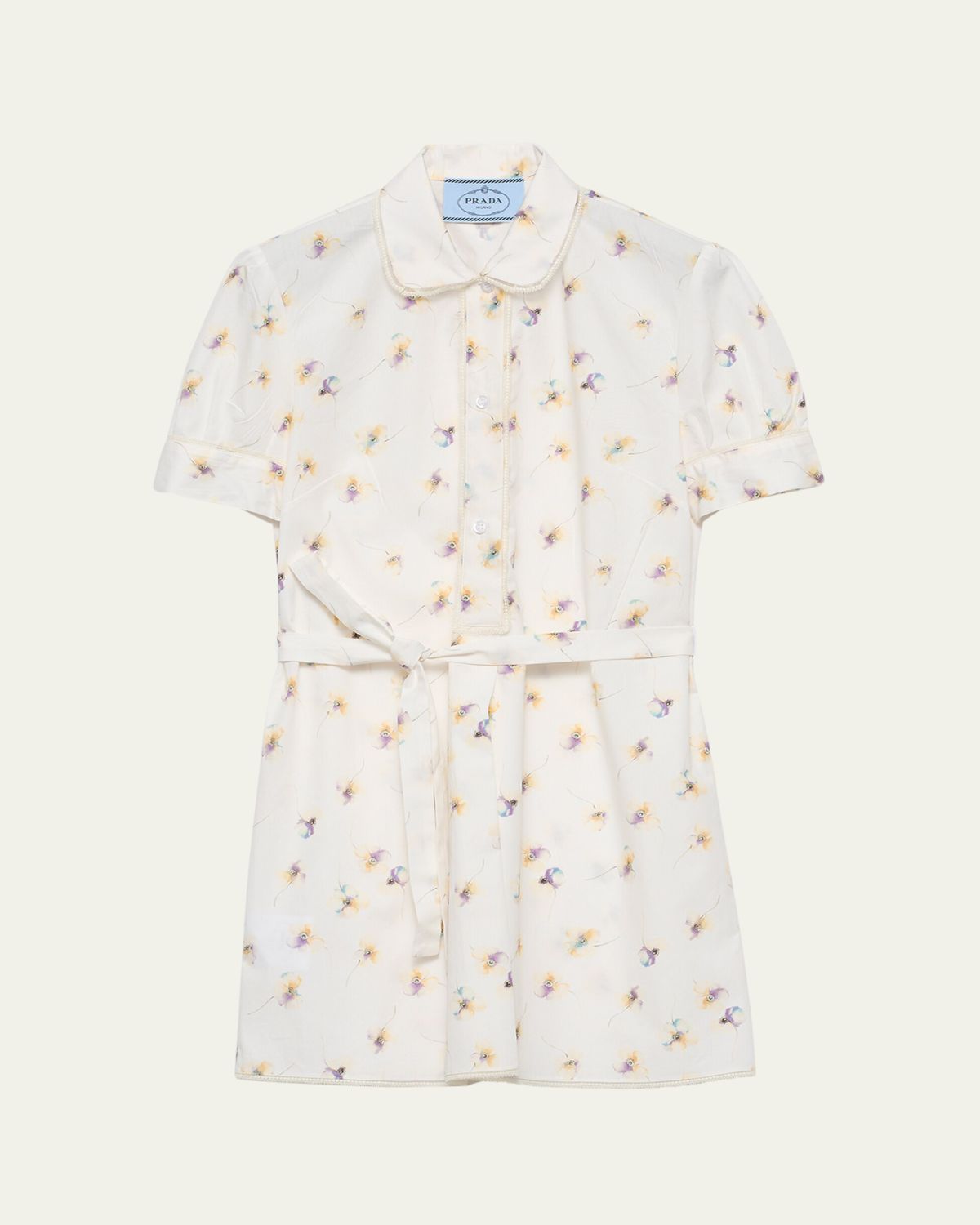 Prada Primula Poplin Belted Mini Shirtdress | Thumbnail 4 Prada Primula Poplin Belted Mini Shirtdress | Thumbnail 4