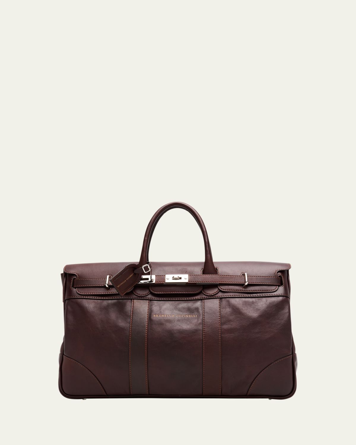 Brunello Cucinelli Men's Country Leather Clasp-Front Duffel Bag