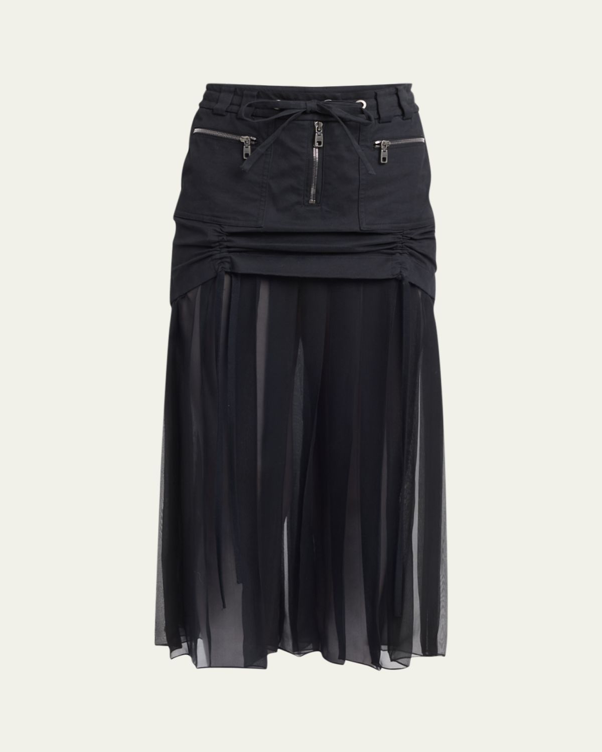 Dolce & Gabbana Twill And Pleated Chiffon Midi Skirt