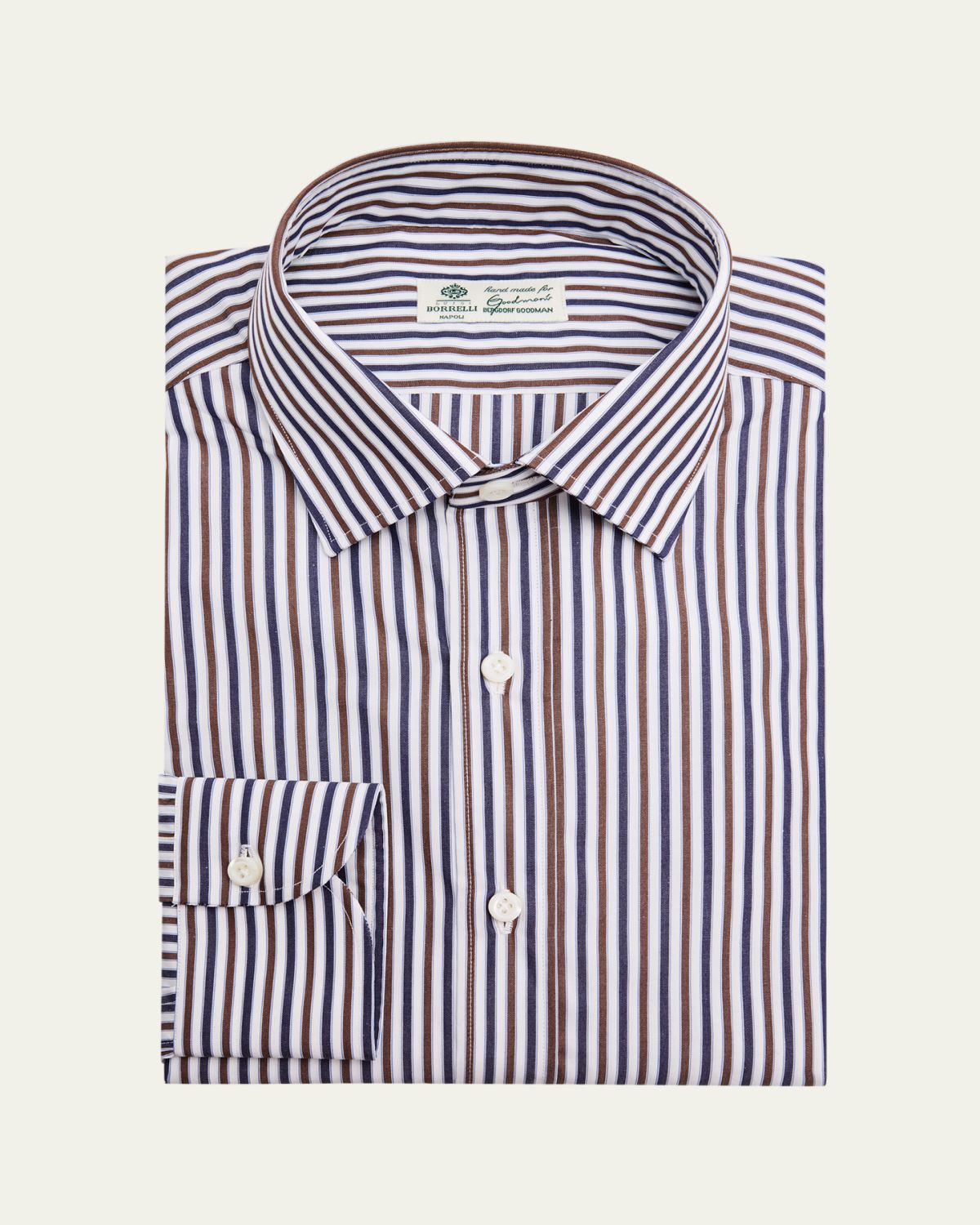 Borrelli Men's Bicolor Stripe Cotton Dress Shirt
