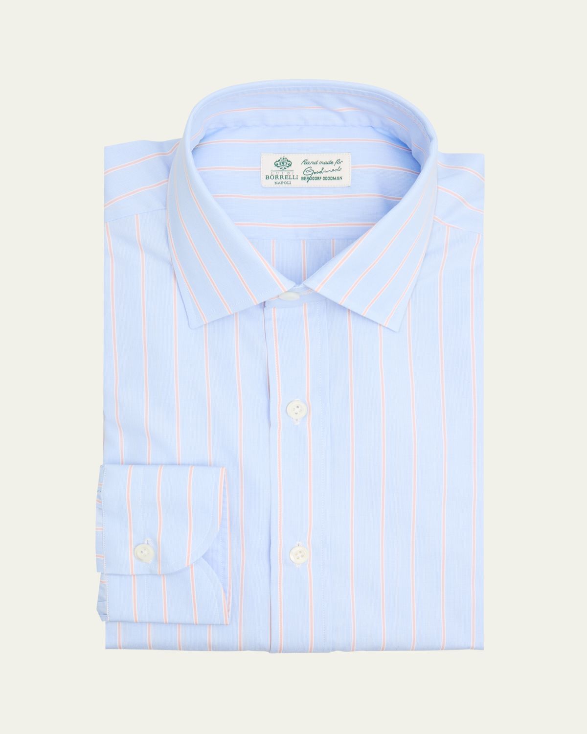 Borrelli Men's Cotton Multi-Stripe Point Collar Dress Shirt