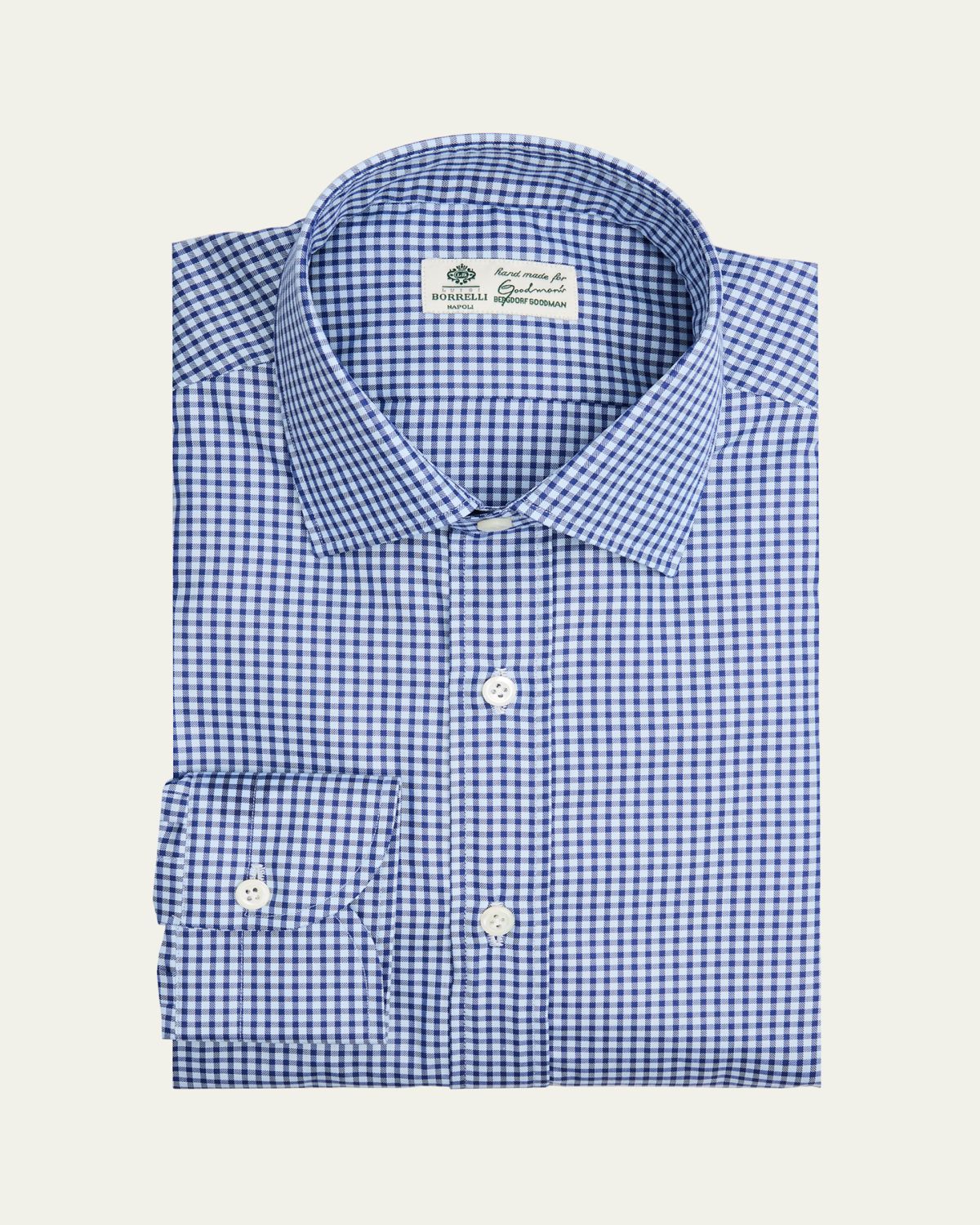 Borrelli Men's Cotton Multi-Plaid Point Collar Dress Shirt | Thumbnail 4 Borrelli Men's Cotton Multi-Plaid Point Collar Dress Shirt | Thumbnail 4