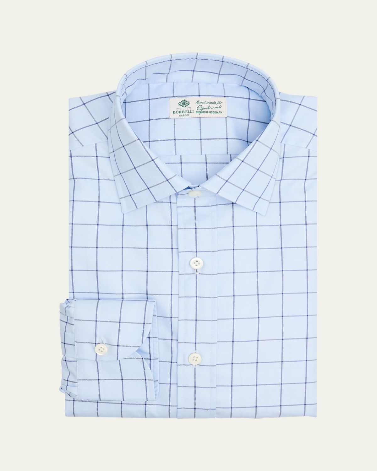 Borrelli Men's Cotton Multi-Plaid Point Collar Dress Shirt