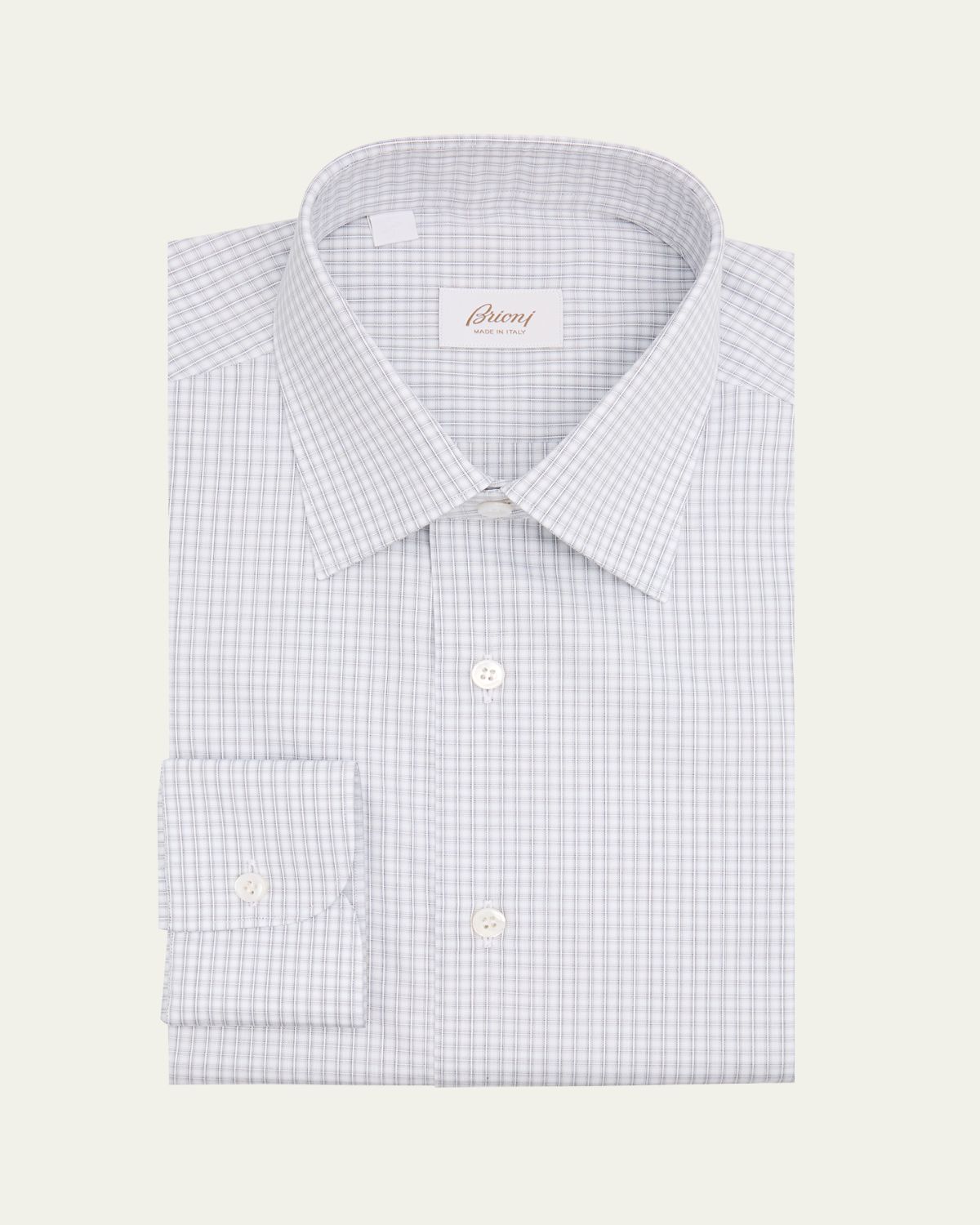 Brioni Men's Classic-Fit Micro-Check Cotton Dress Shirt