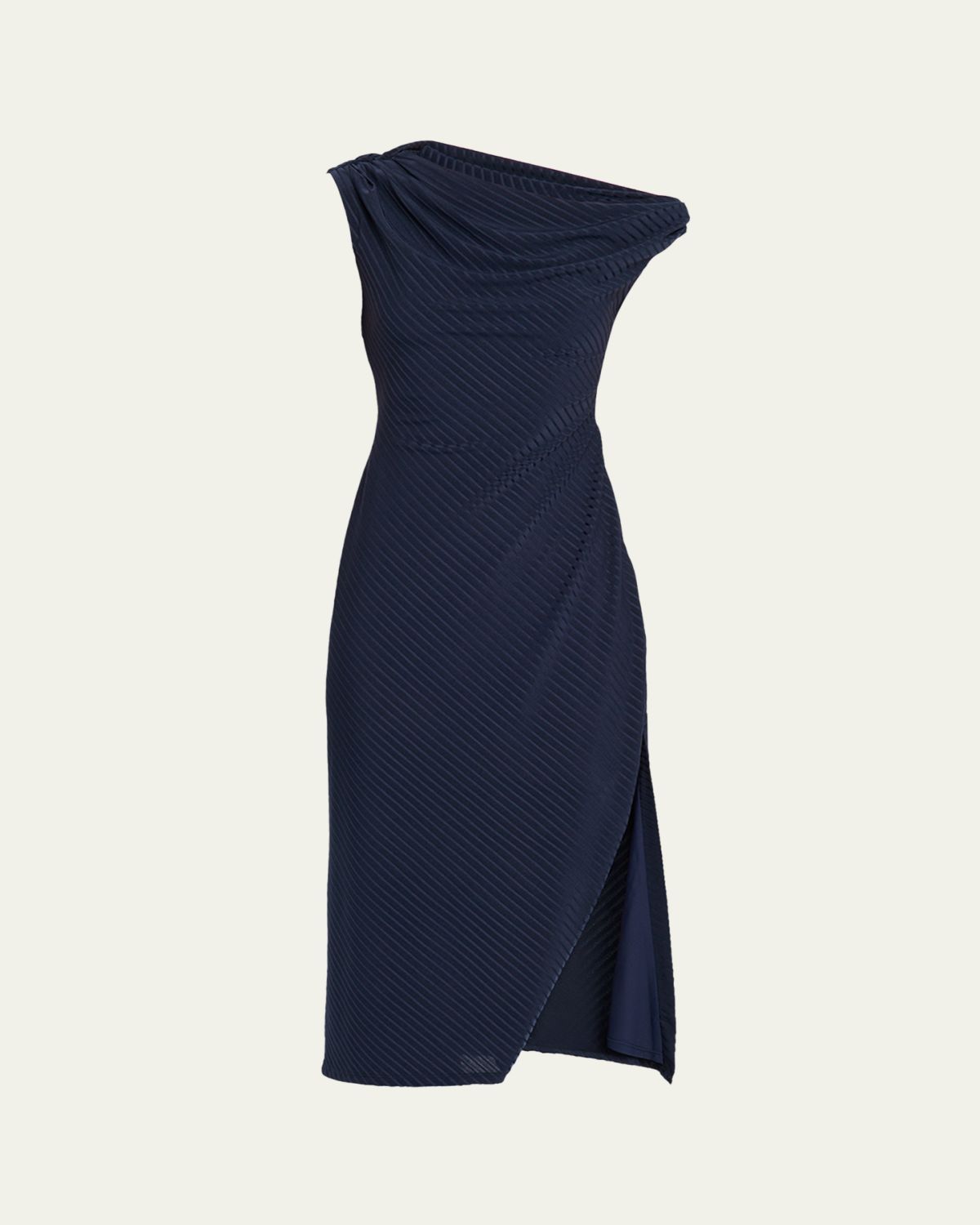 Ramy Brook Benja Ribbed Asymmetric Midi Dress