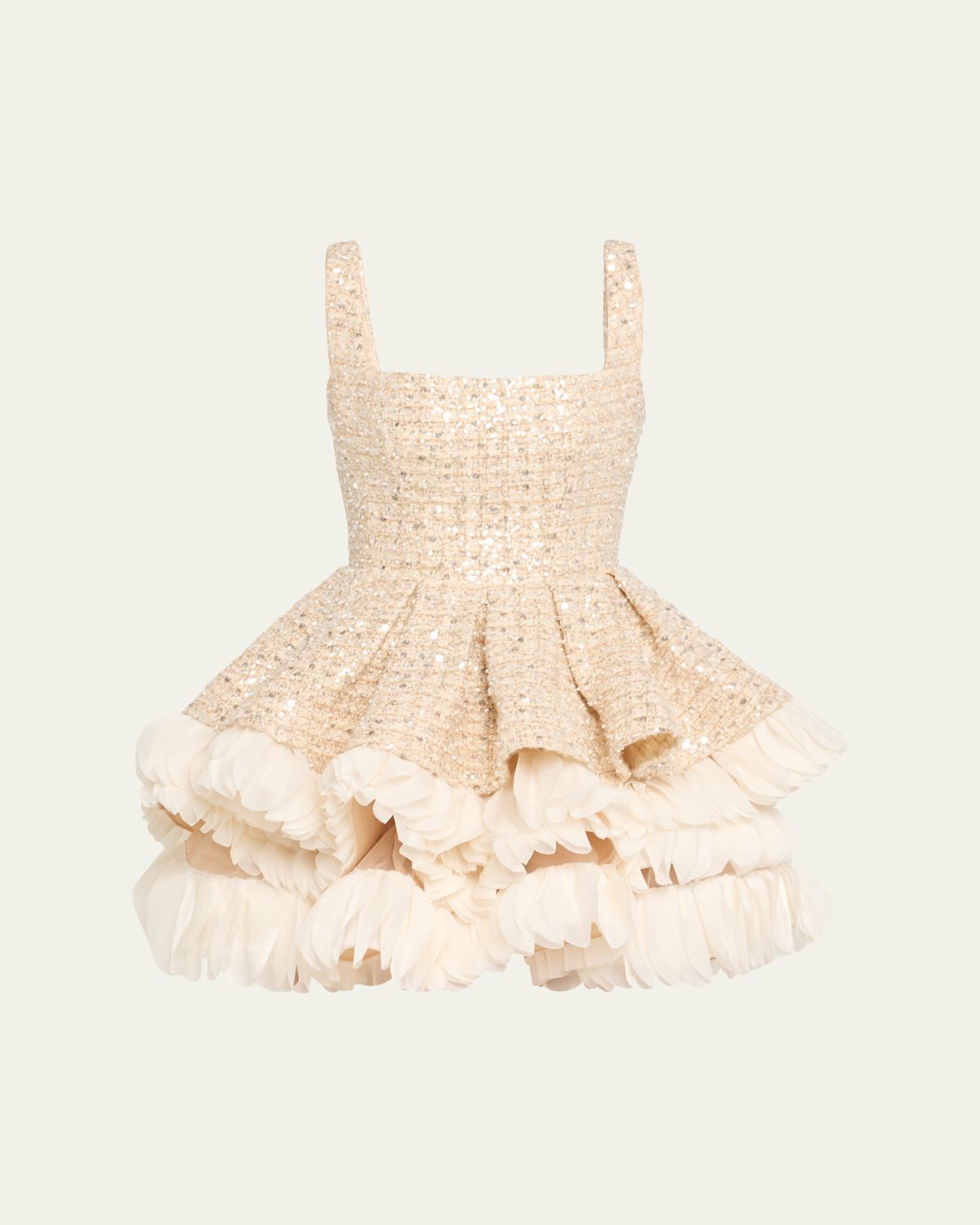 Bronx and Banco Catalina Beaded Fit-&-Flare Ruffle Mini Dress