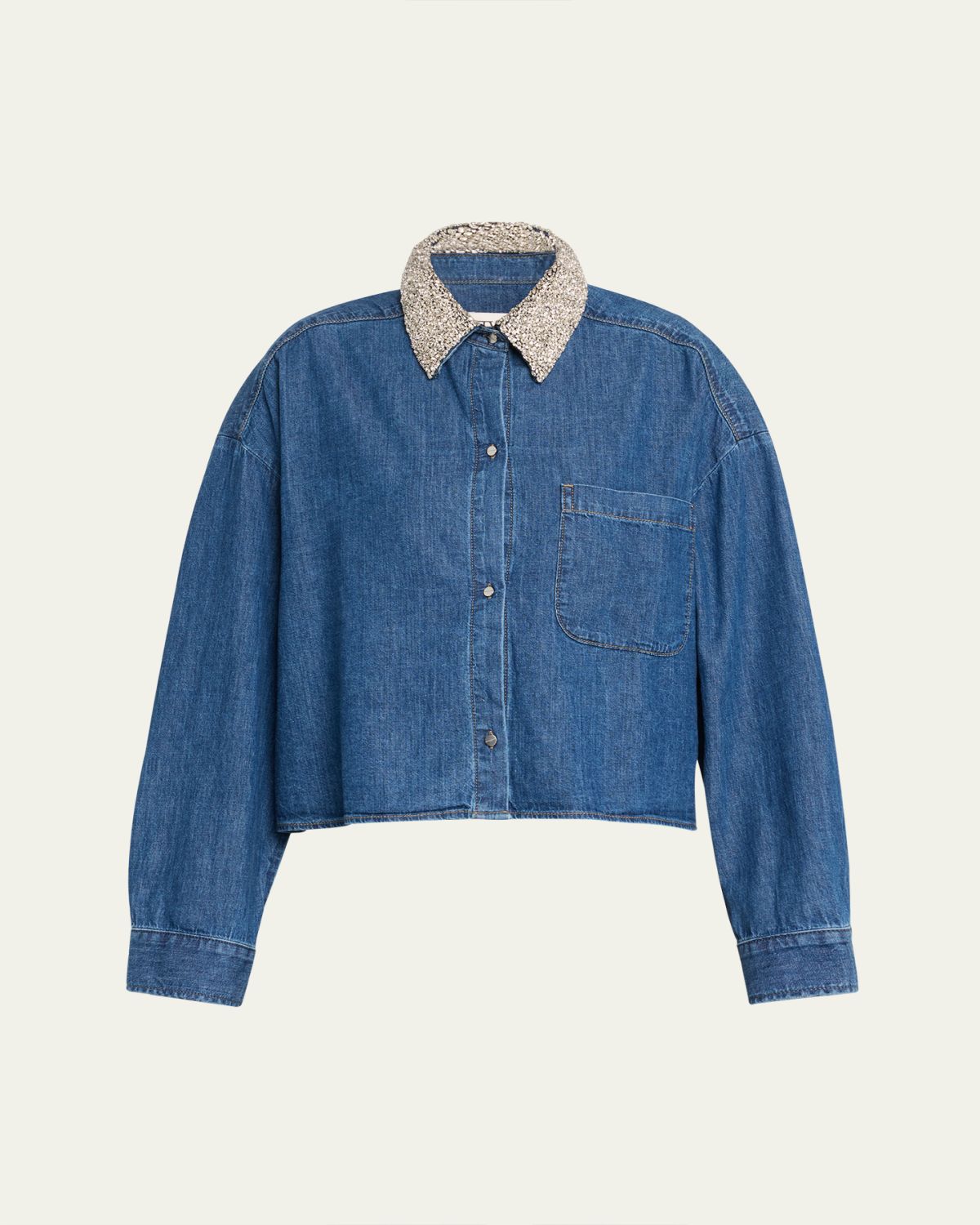 TWP My Ex Denim Shirt with Crystal Collar