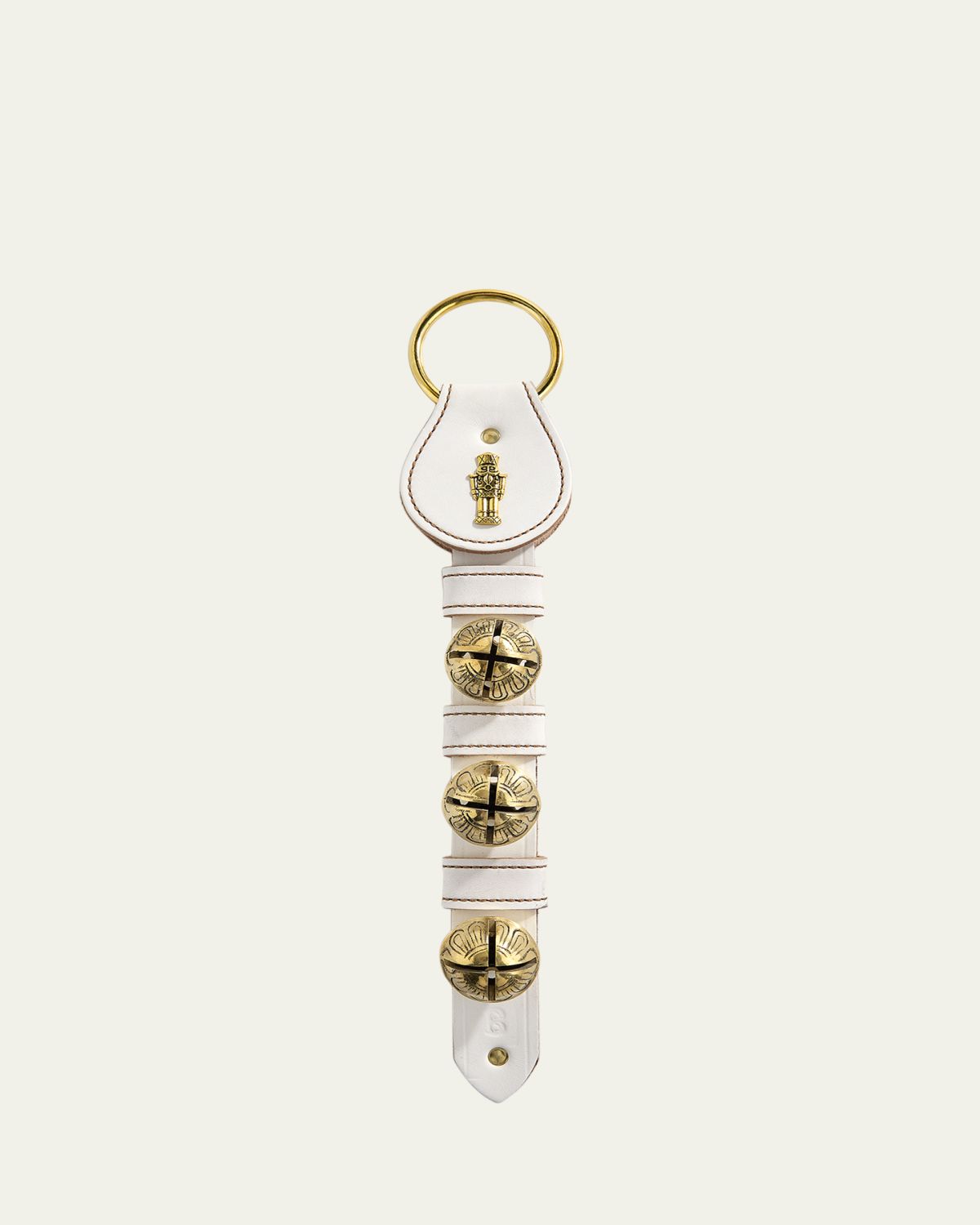 Belsnickel 3 Solid Brass Bells Nutcracker Charm, White
