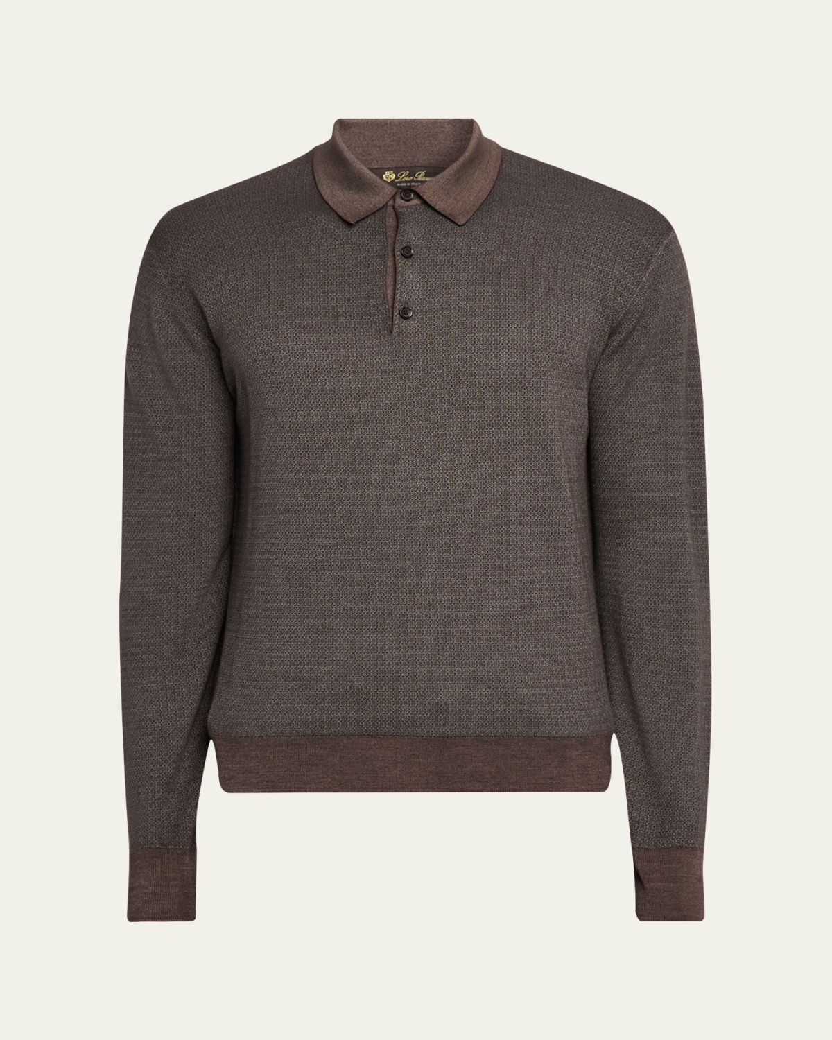 Loro Piana Men's Jacaranda Long-Sleeve Polo Shirt | Thumbnail 6 Loro Piana Men's Jacaranda Long-Sleeve Polo Shirt | Thumbnail 6