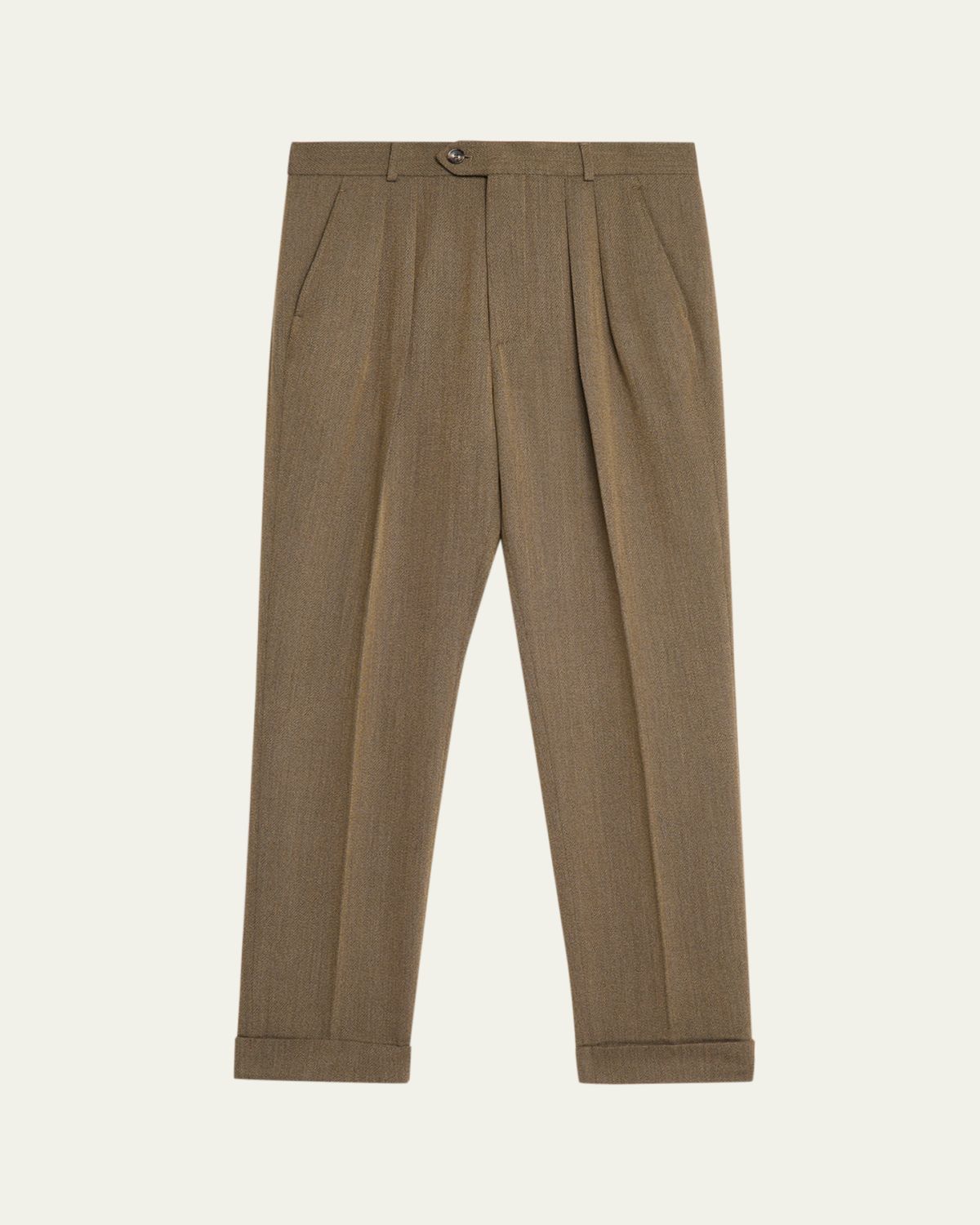 Loro Piana Men's Stafford Jaspe Wool Pleated Pants