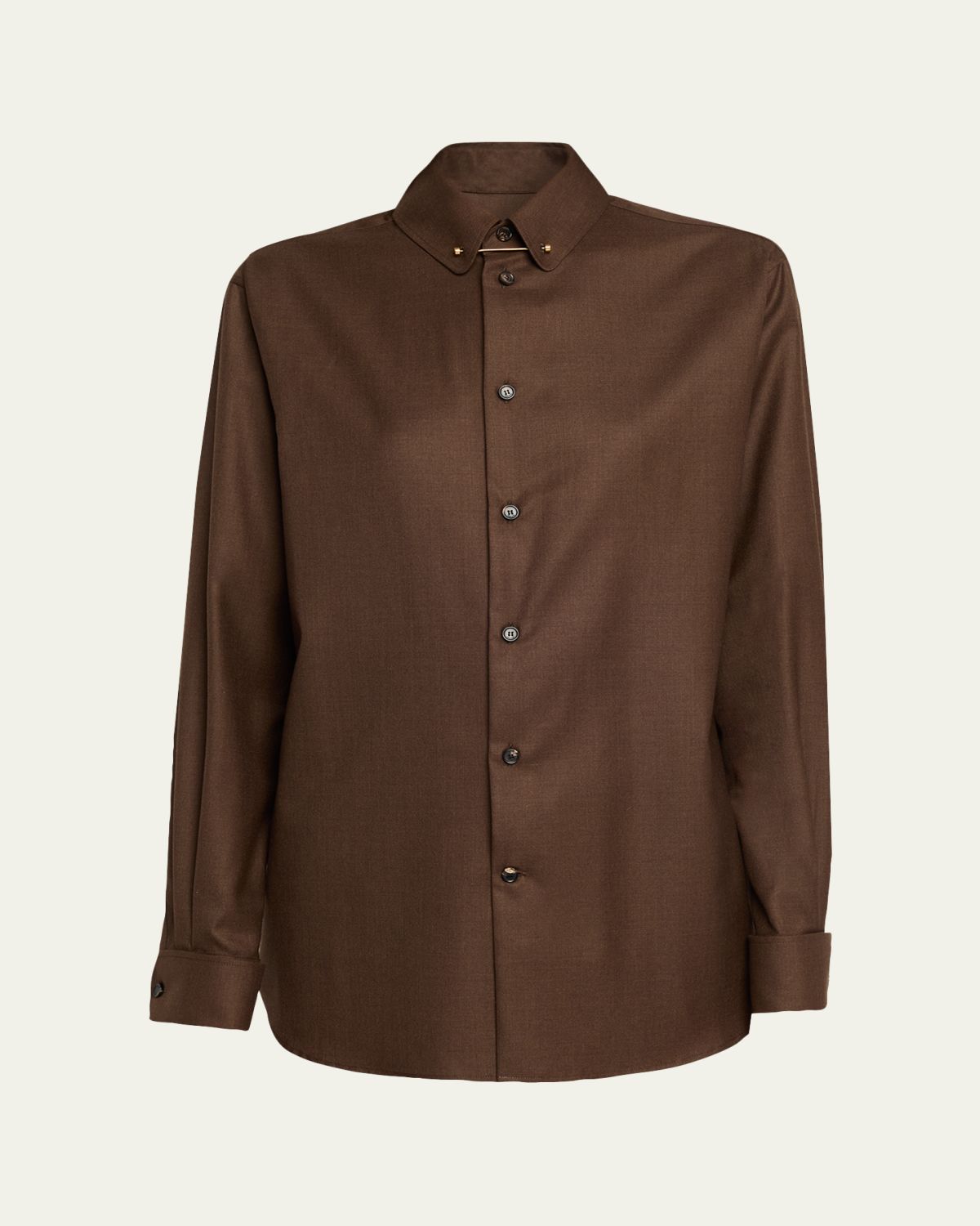 Loro Piana Thea Collar-Pin Wool Button-Down Shirt | Thumbnail 6