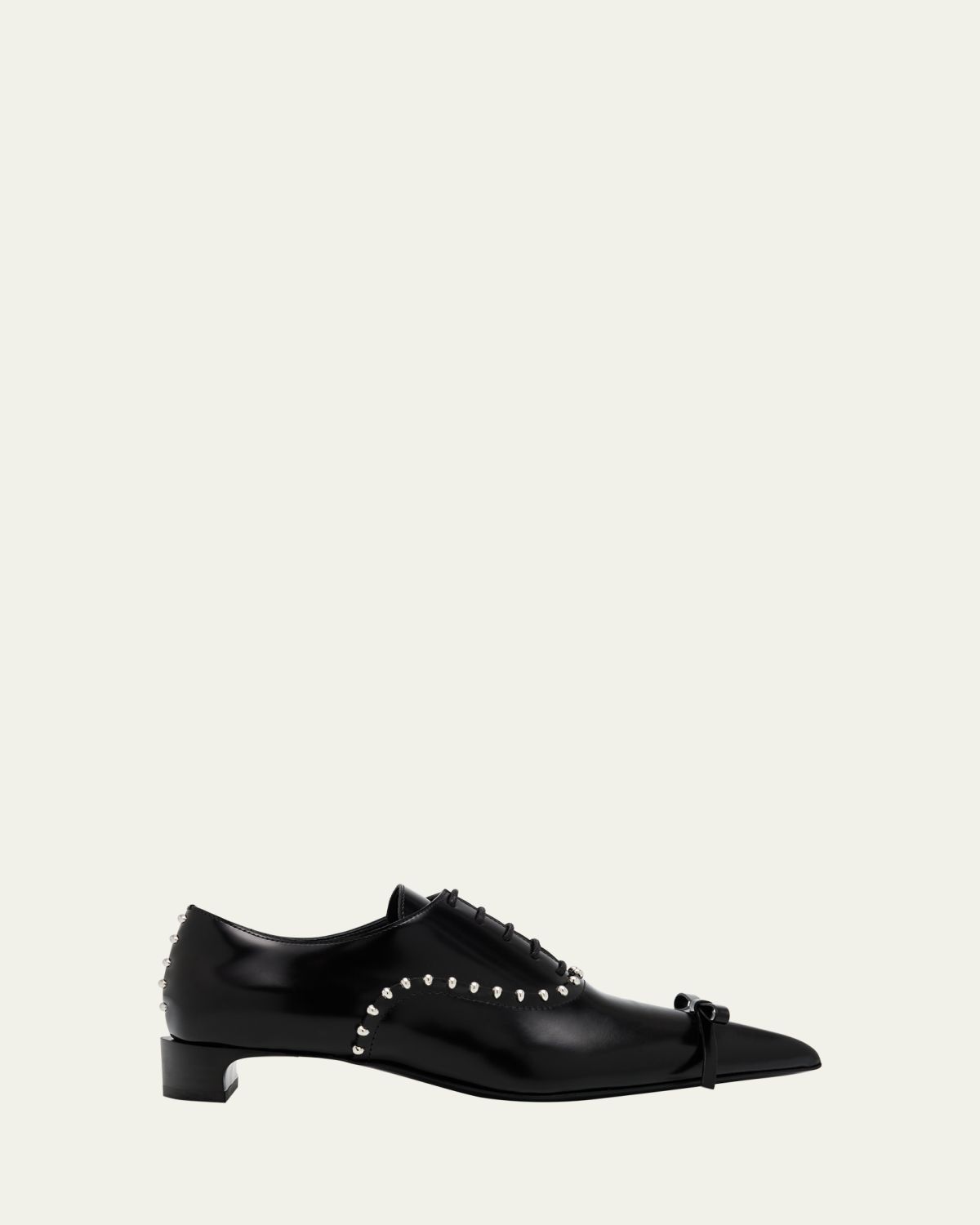 Jil Sander Studded Lace-Up Leather Oxford Pumps