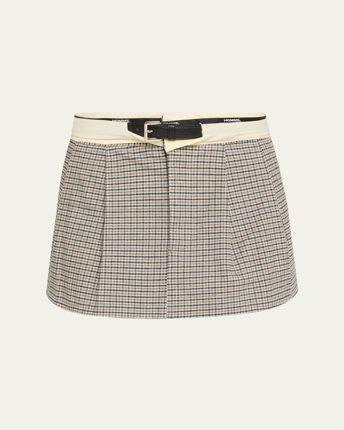 HOMMEGIRLS Belted Flip-Waist Check Mini Skirt