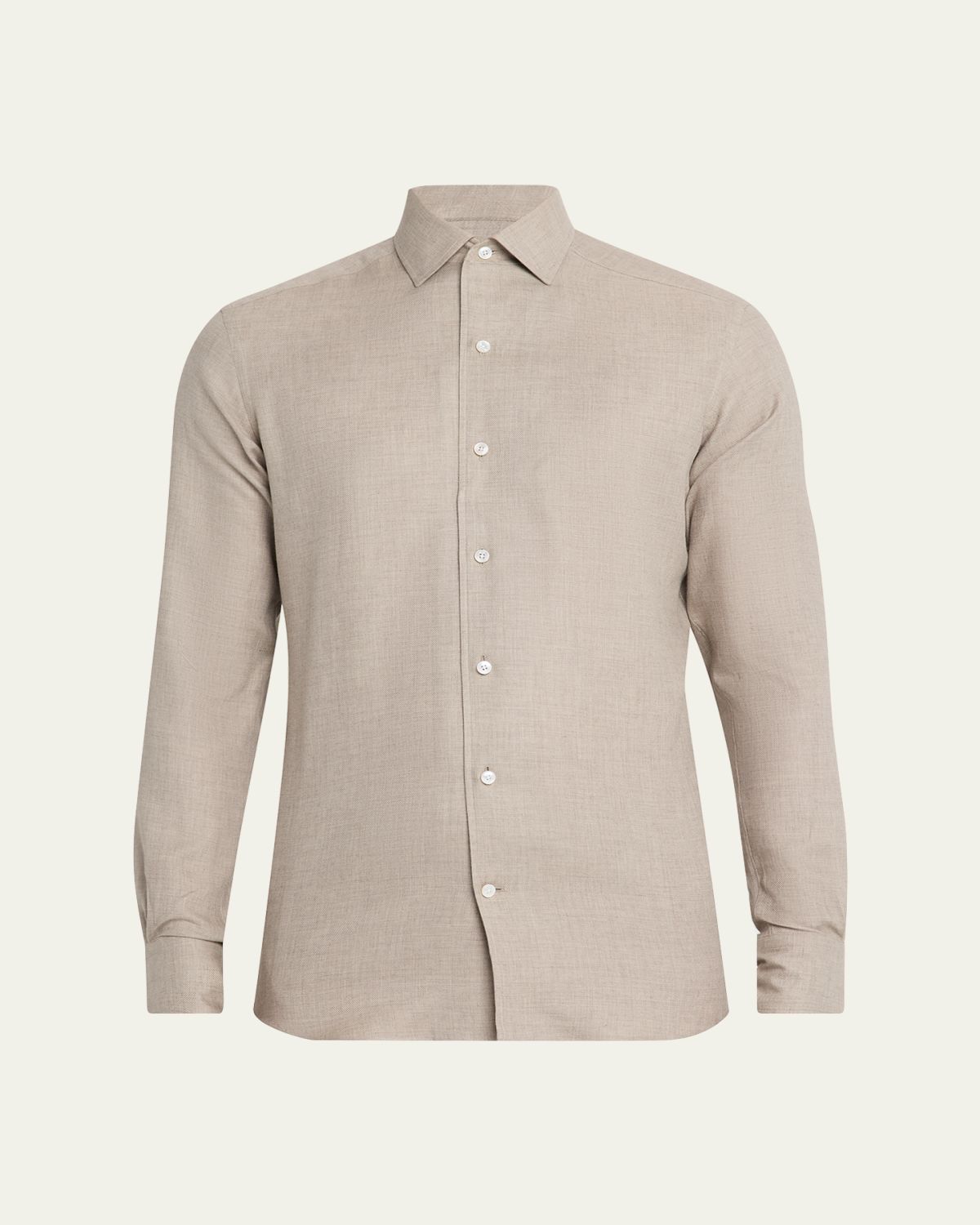 ZEGNA Men's Melange Cashmere and Cotton Modern-Fit Sport Shirt