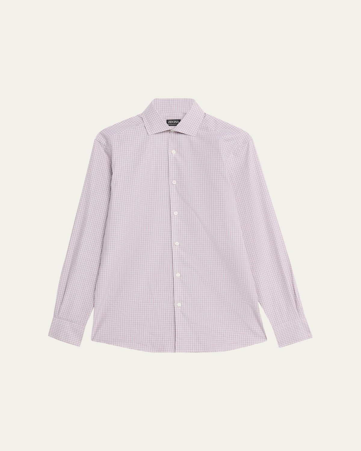 ZEGNA Men's Micro-Check Centoquaranta Twill Sport Shirt