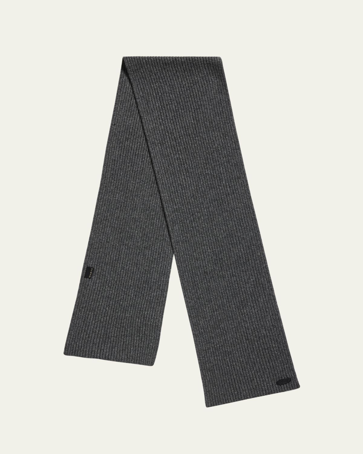 Brioni Men's Cashmere Rib Leather-Label Scarf