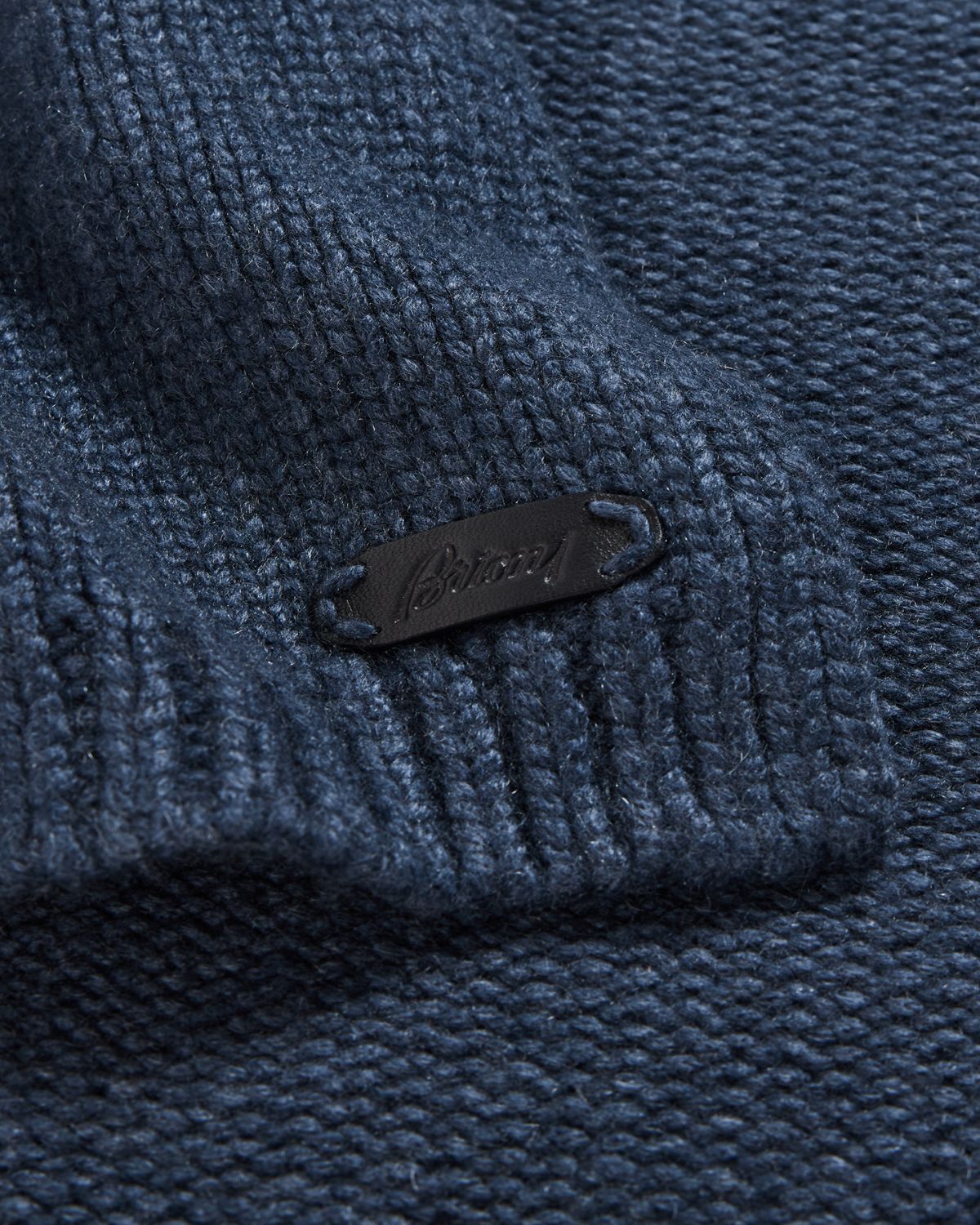 Brioni Men's Cashmere Knit Leather-Label Scarf | Thumbnail 4
