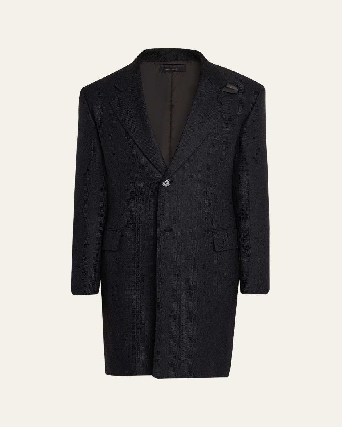 Brioni Men's Wool Chevron Single-Breasted Overcoat