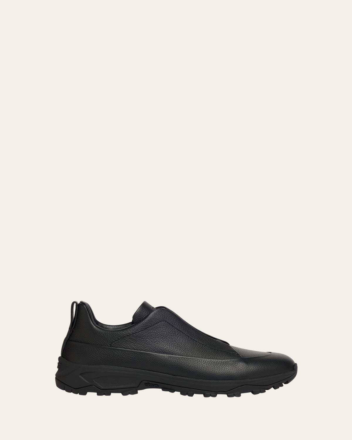 ZEGNA Men's Triple Stitch Monte Grained Leather Slip-On Sneakers