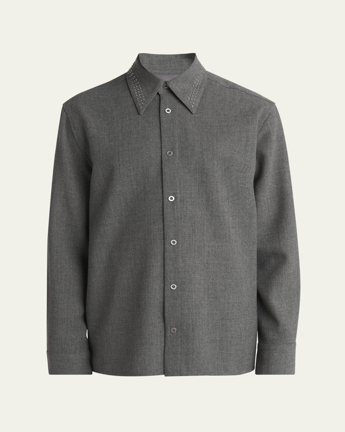 Jil Sander Men 's Studded-Collar Wool Button-Down Shirt